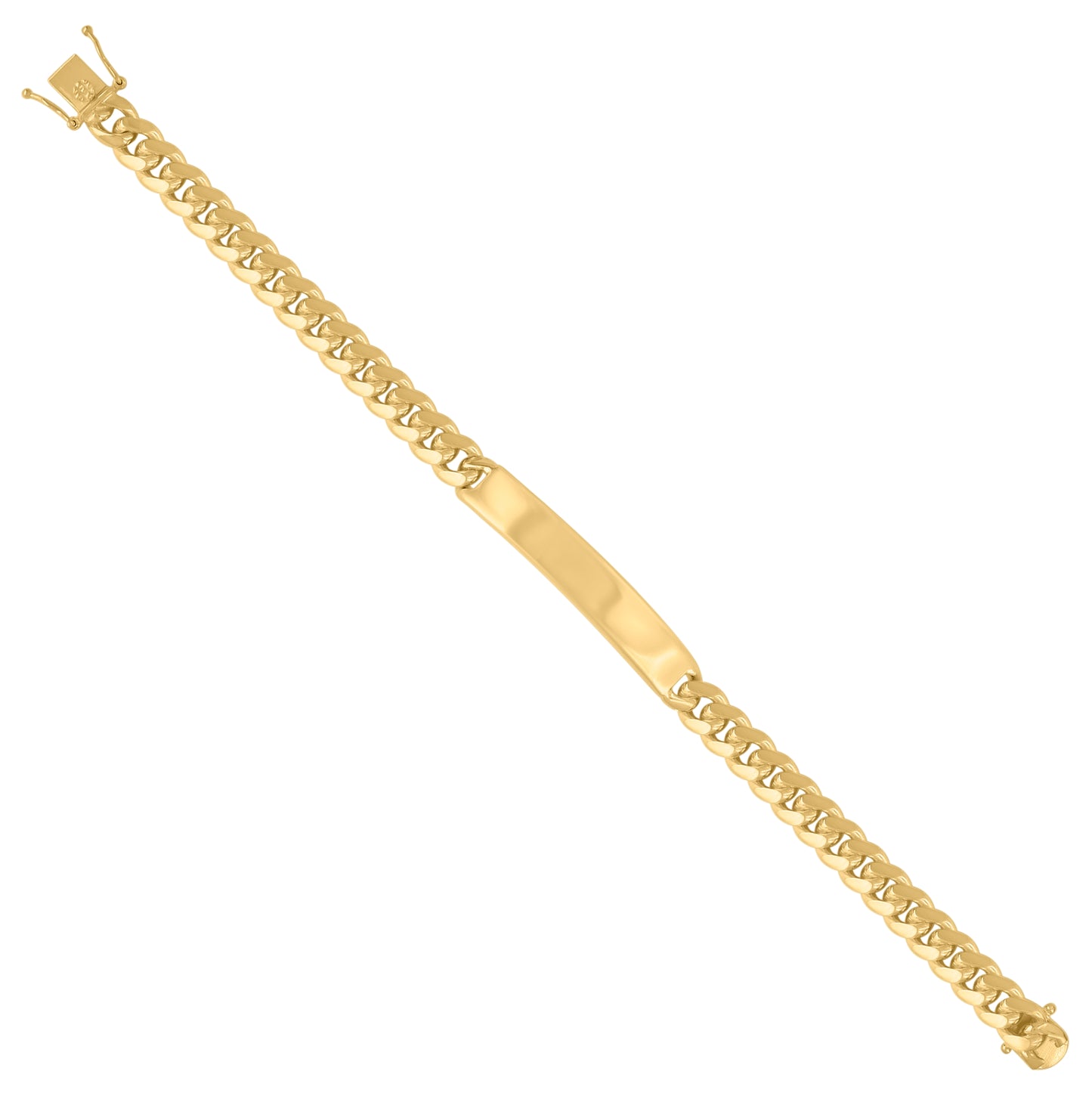 925-Sterling-Yellow Tone Solid Miami Cuban Id Bracelet