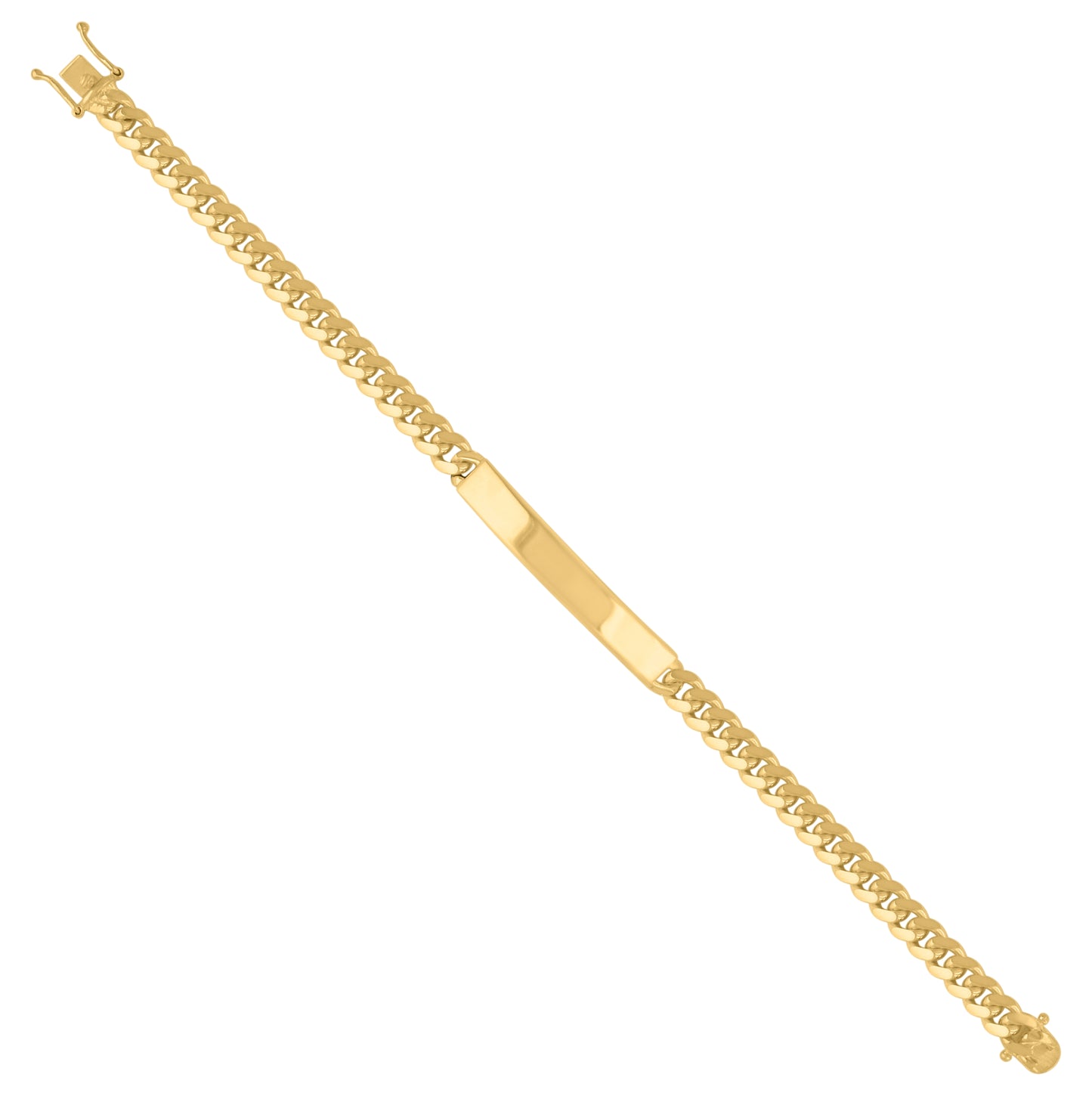 925-Sterling-Yellow Tone Solid Miami Cuban Id Bracelet