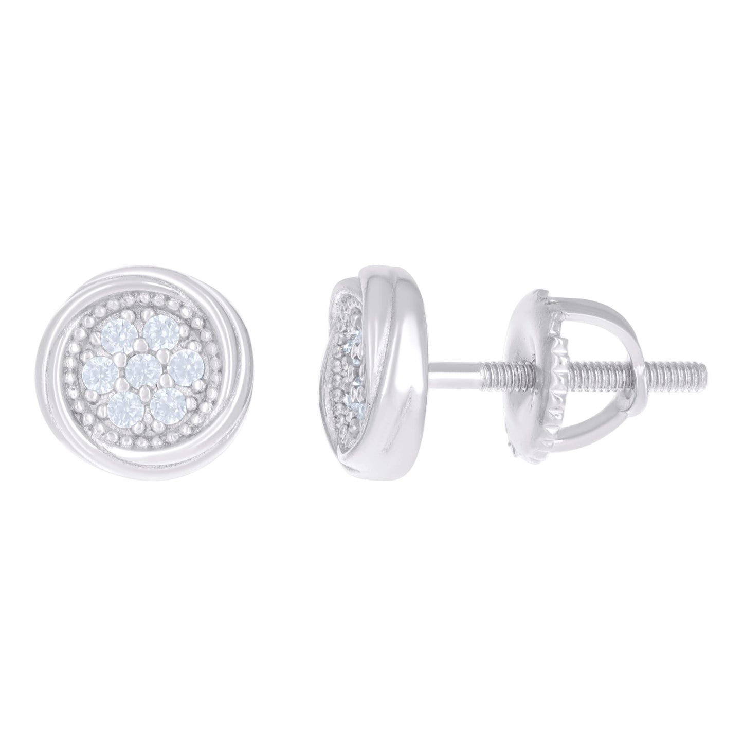 Sterling Silver Womens Cubic-Zirconia Swirl Stud Earrings