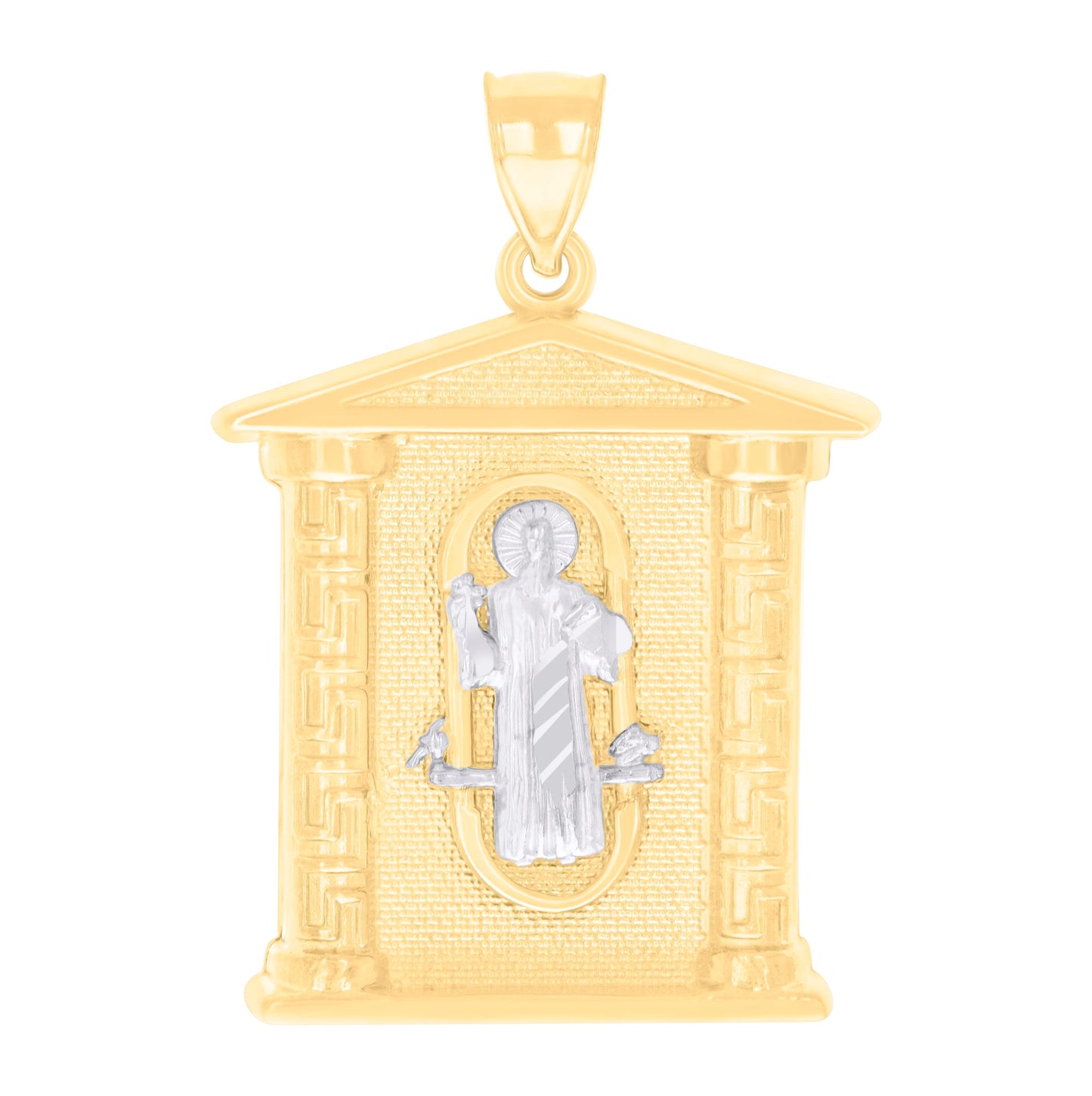 10K Two-tone Gold Mens St. Benedict Religious Pendant