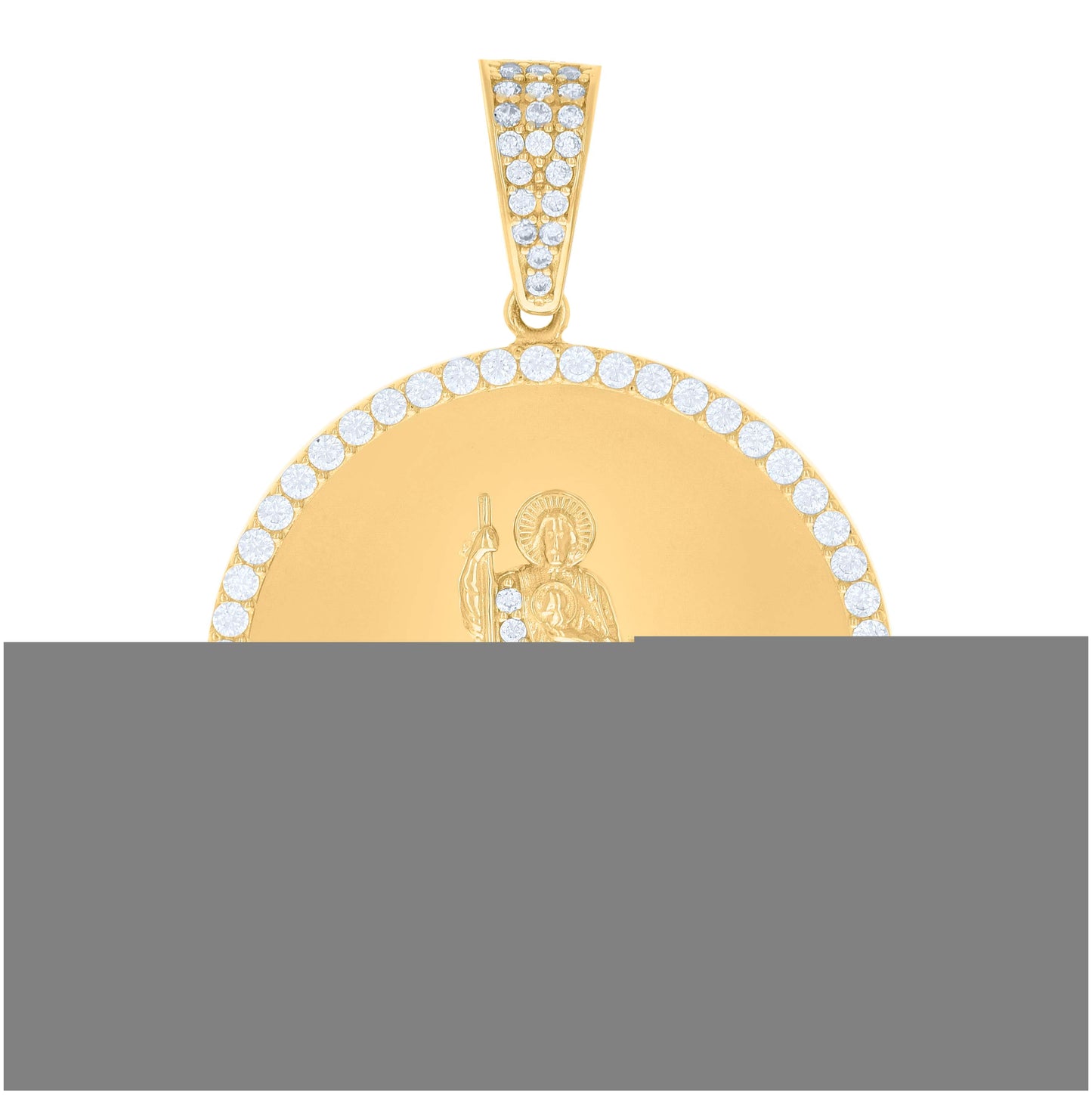 10K Yellow Gold Mens Cubic-Zirconia St. Jude Religious Charm Pendant
