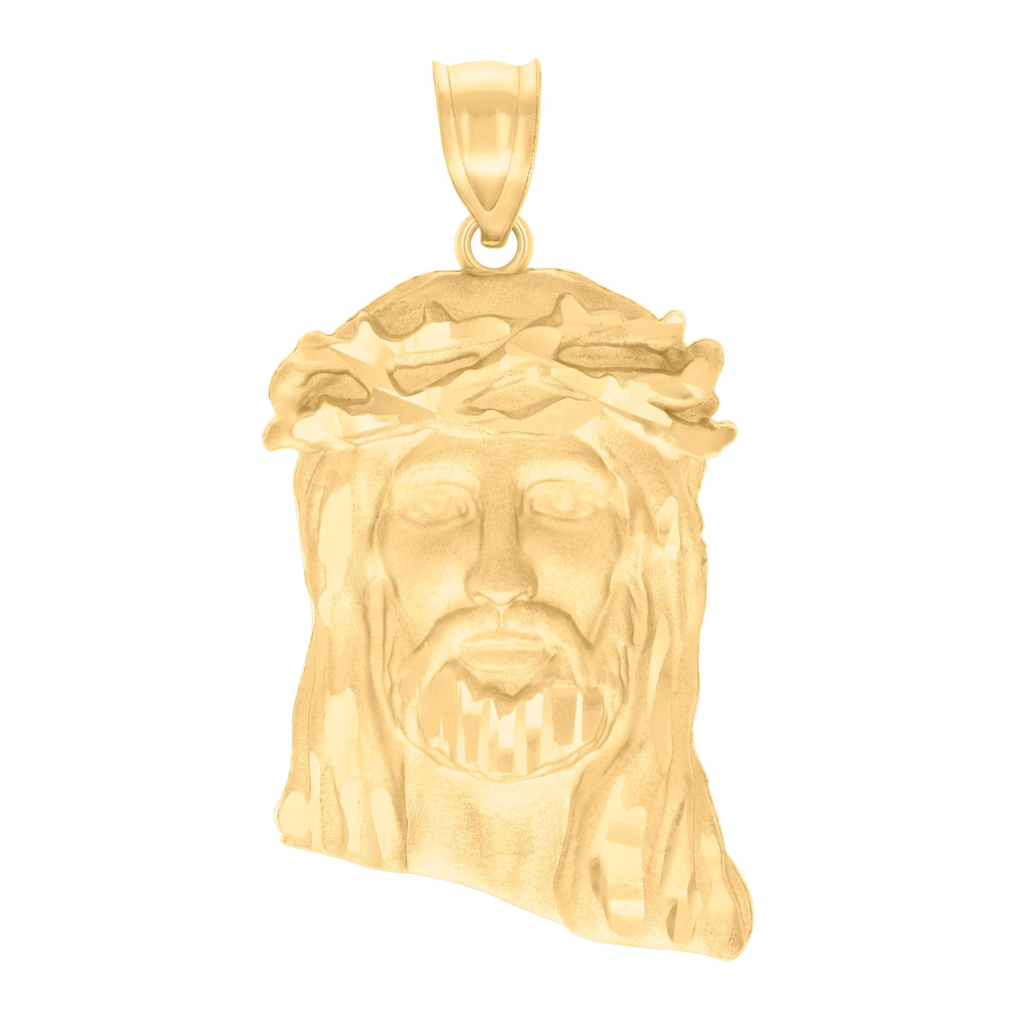 10K Yellow Gold Mens Cubic-Zirconia Jesus Religious Charm Pendant