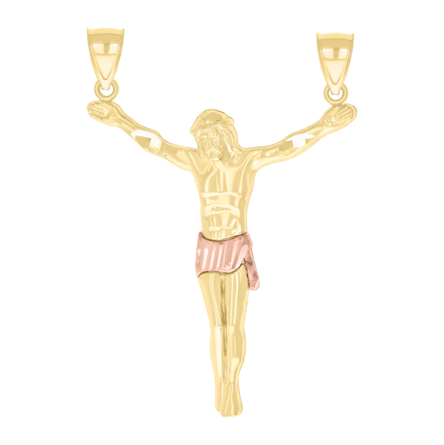10K Two-tone Gold Mens Jesus Christ Body Religious Charm Pendant