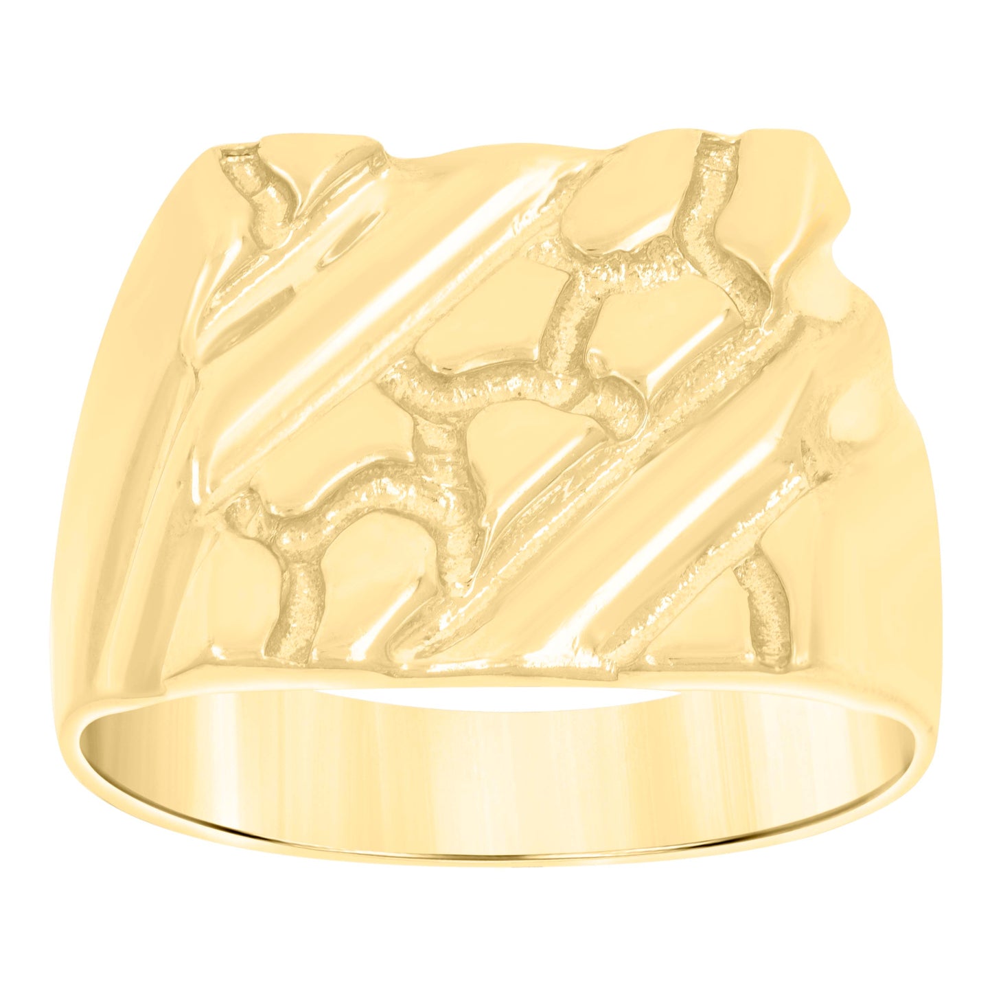 10K Yellow Gold Mens Nugget Fashion Ring