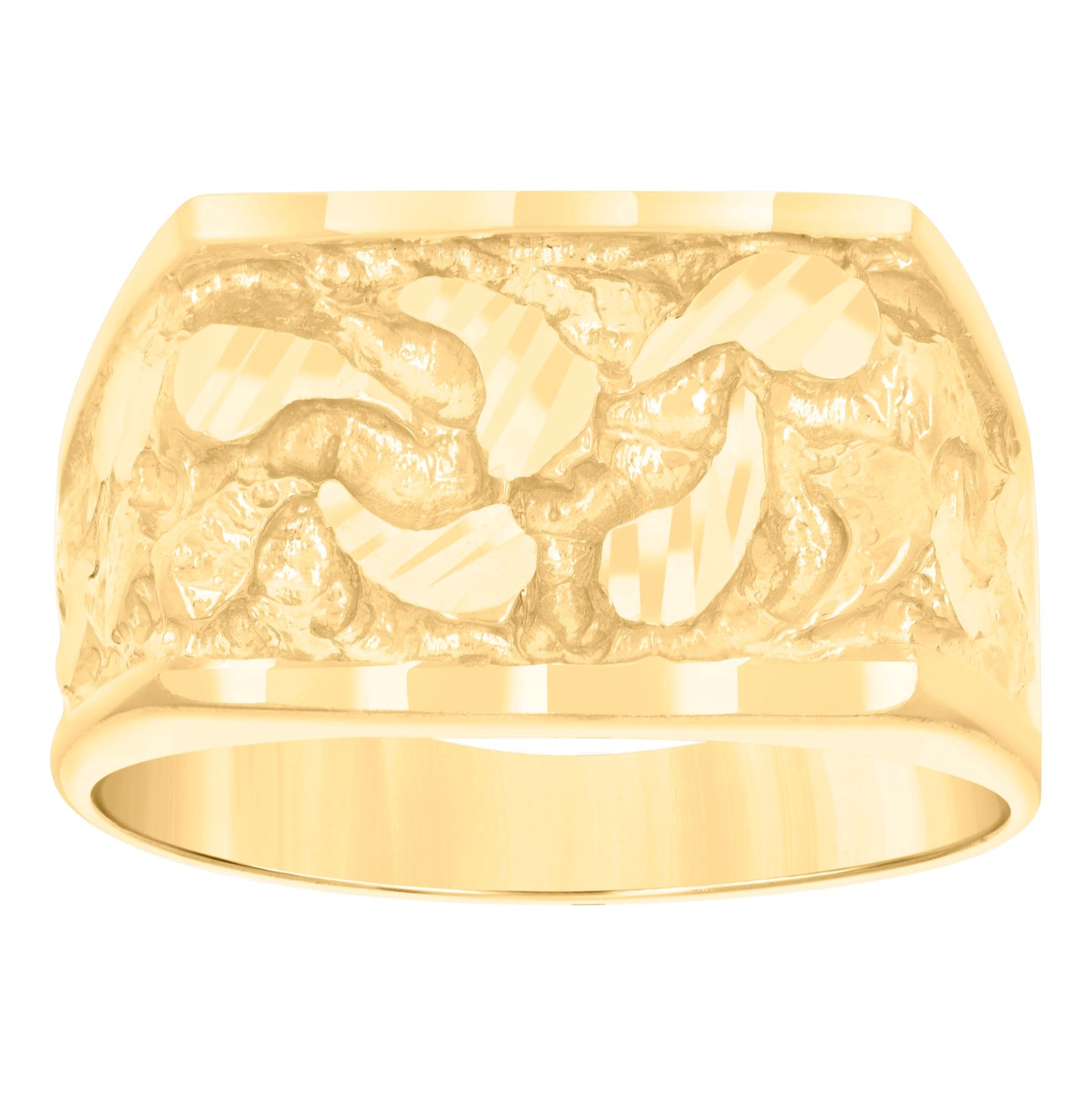 10K Yellow Gold Mens Nugget Fashion Ring