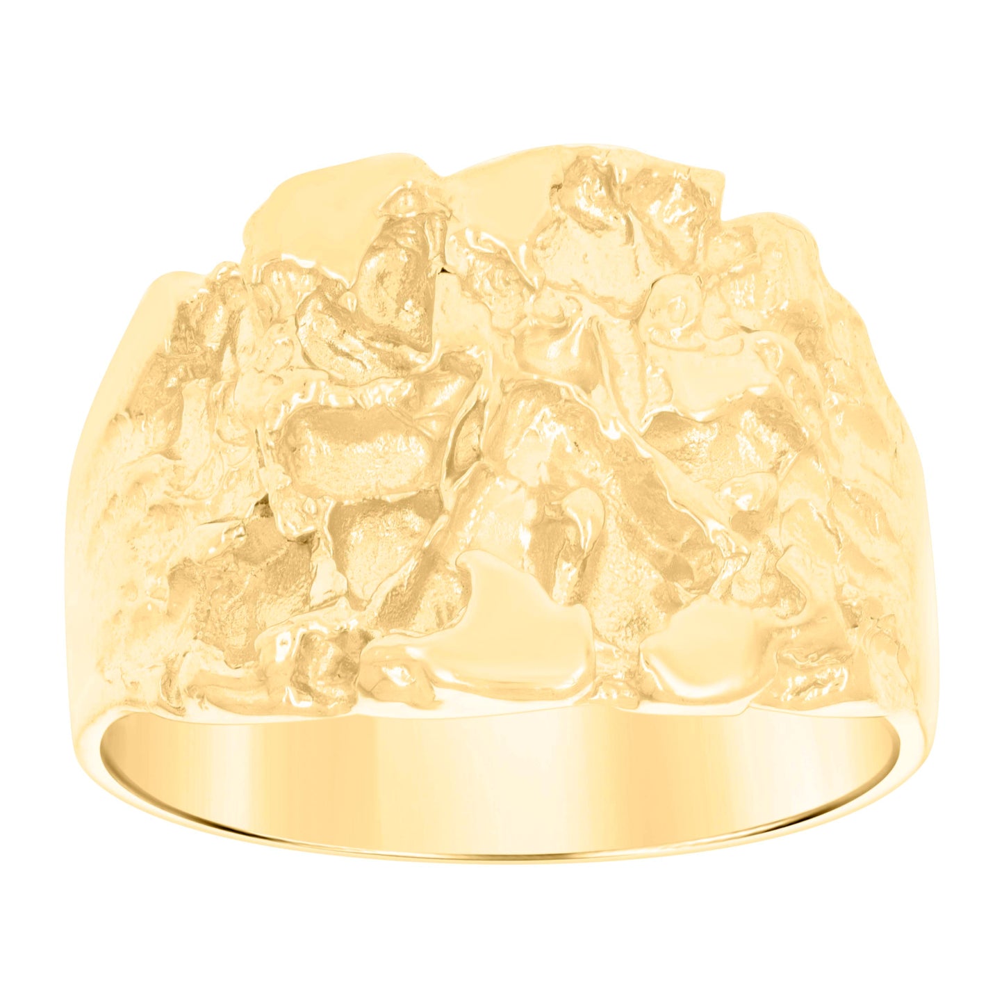 10K Yellow Gold Mens Nugget Fashion Ring