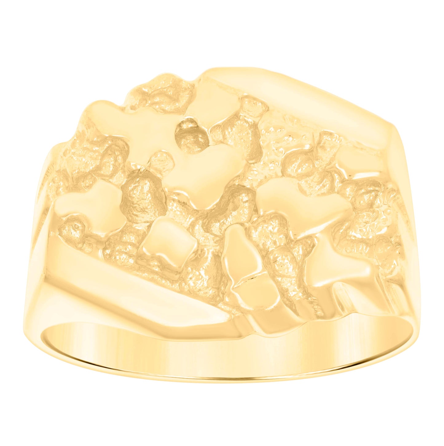 10K Yellow Gold Mens Nugget Fashion Ring