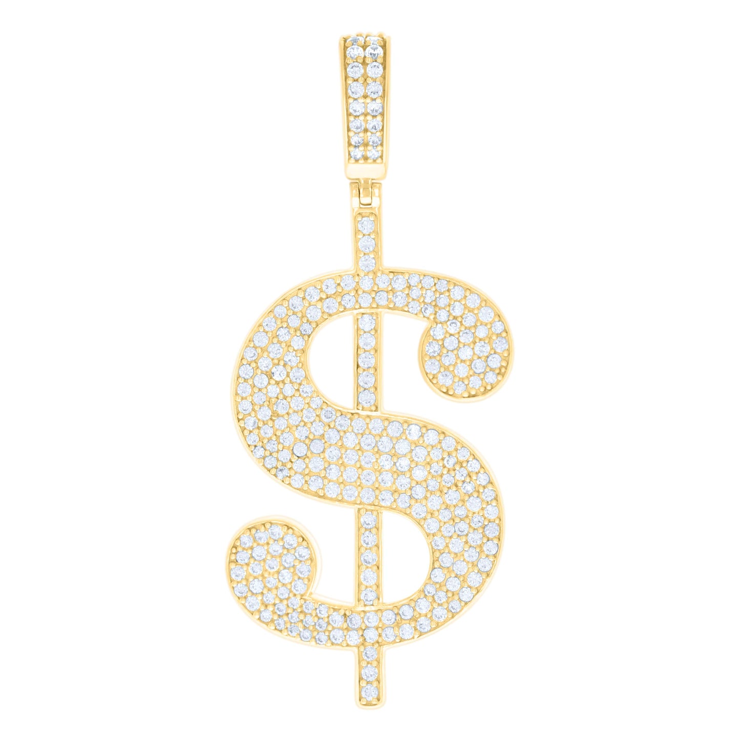 10K Yellow Gold Mens Cubic-Zirconia Dollar Symbol Currency Charm Pendant