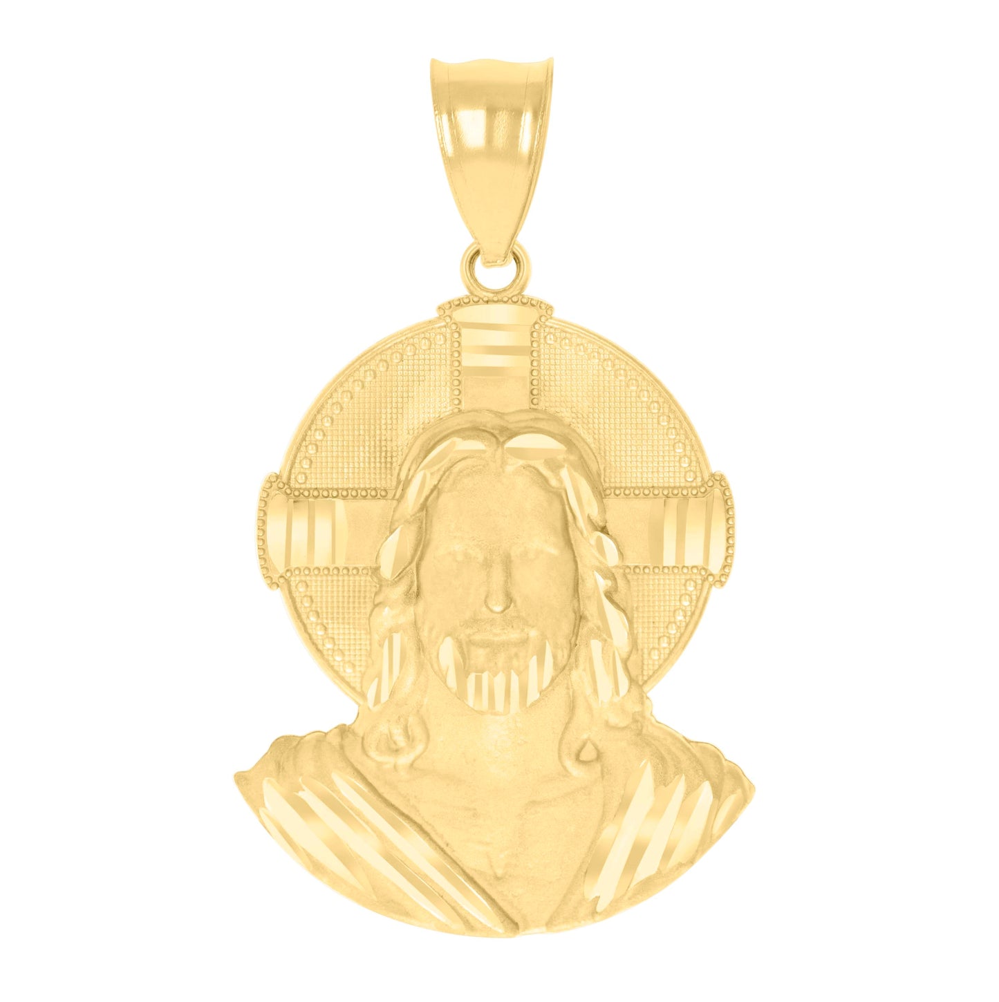 10K Yellow Gold Mens Jesus Religious Charm Pendant
