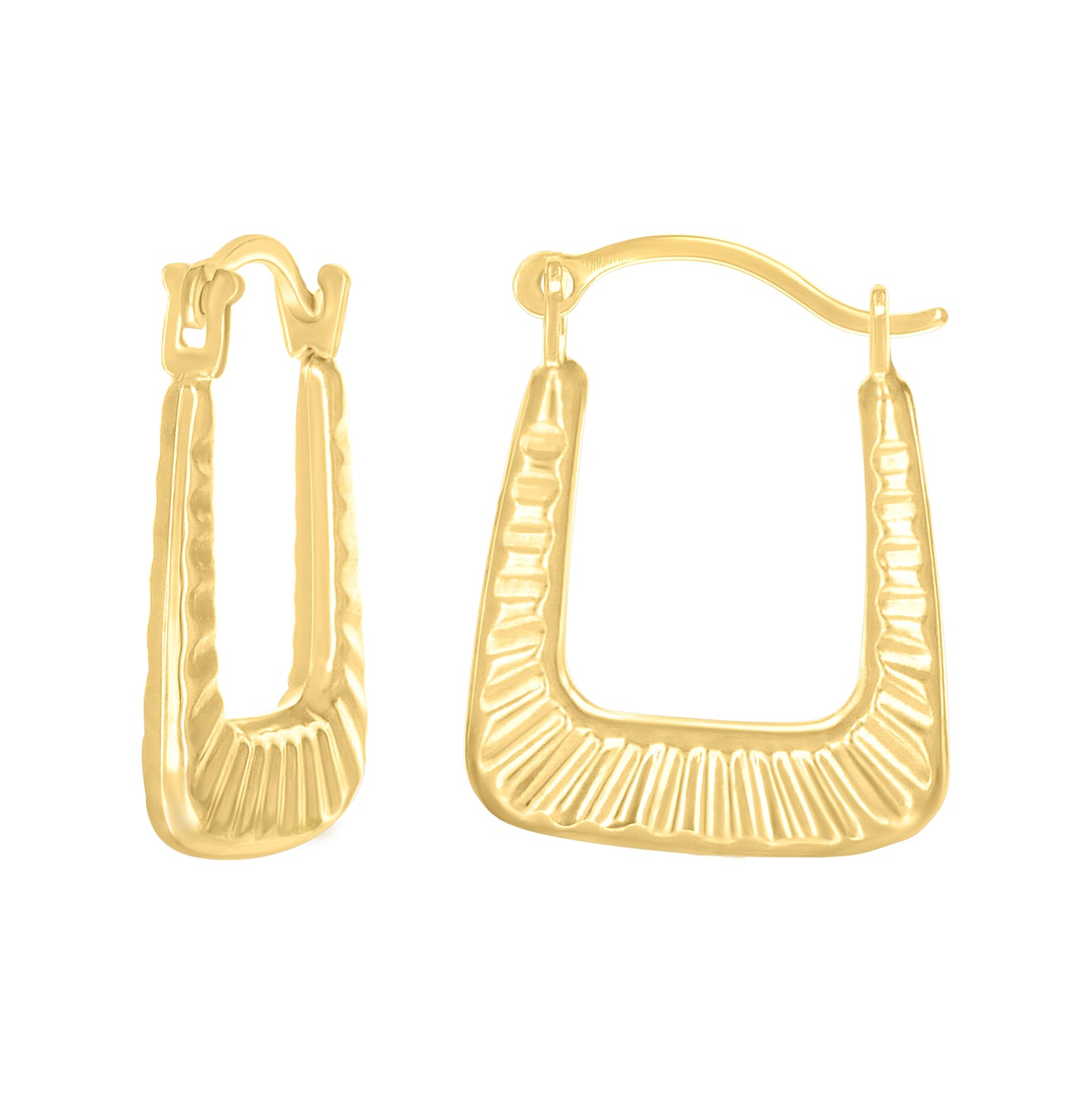 14K Yellow Gold Womens U-Shaped Fashion Hoop Earrings