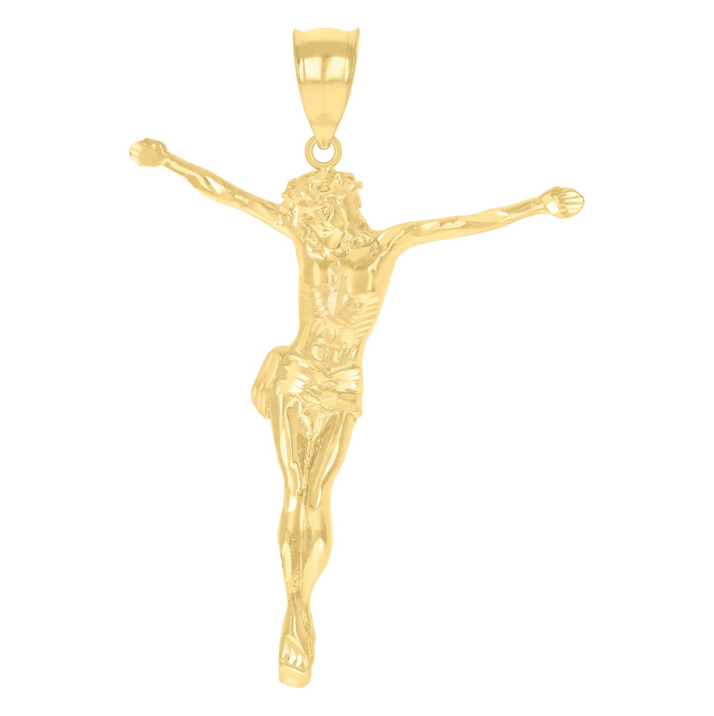 10K Yellow Gold Mens Crucifix Religious Charm Pendant