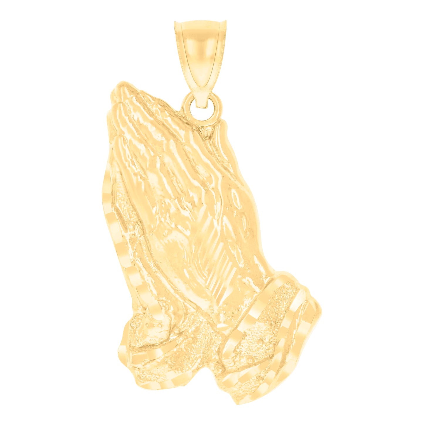 10K Yellow Gold Mens Praying Hands Symbol Religious Charm Pendant