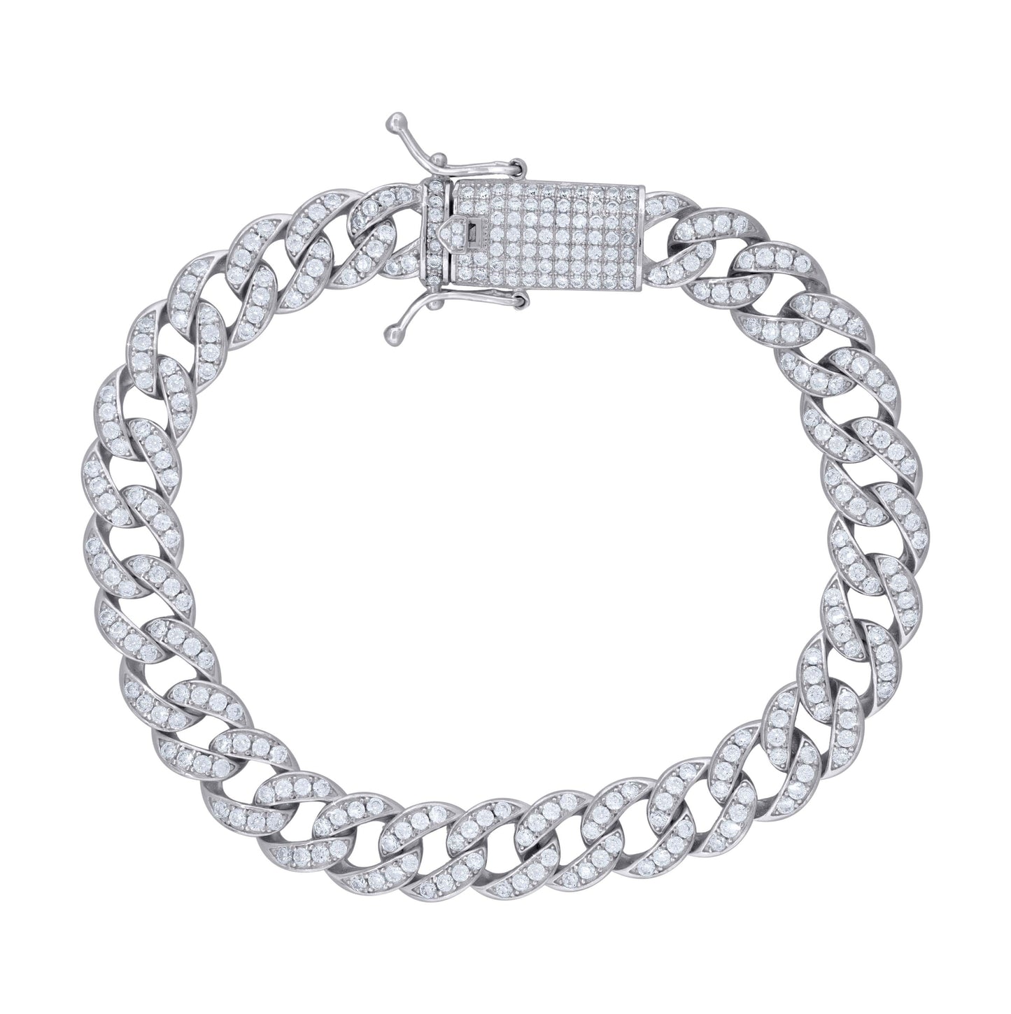 Sterling Silver Or Yellow Tone Moissanite Miami Cuban Chain Bracelet