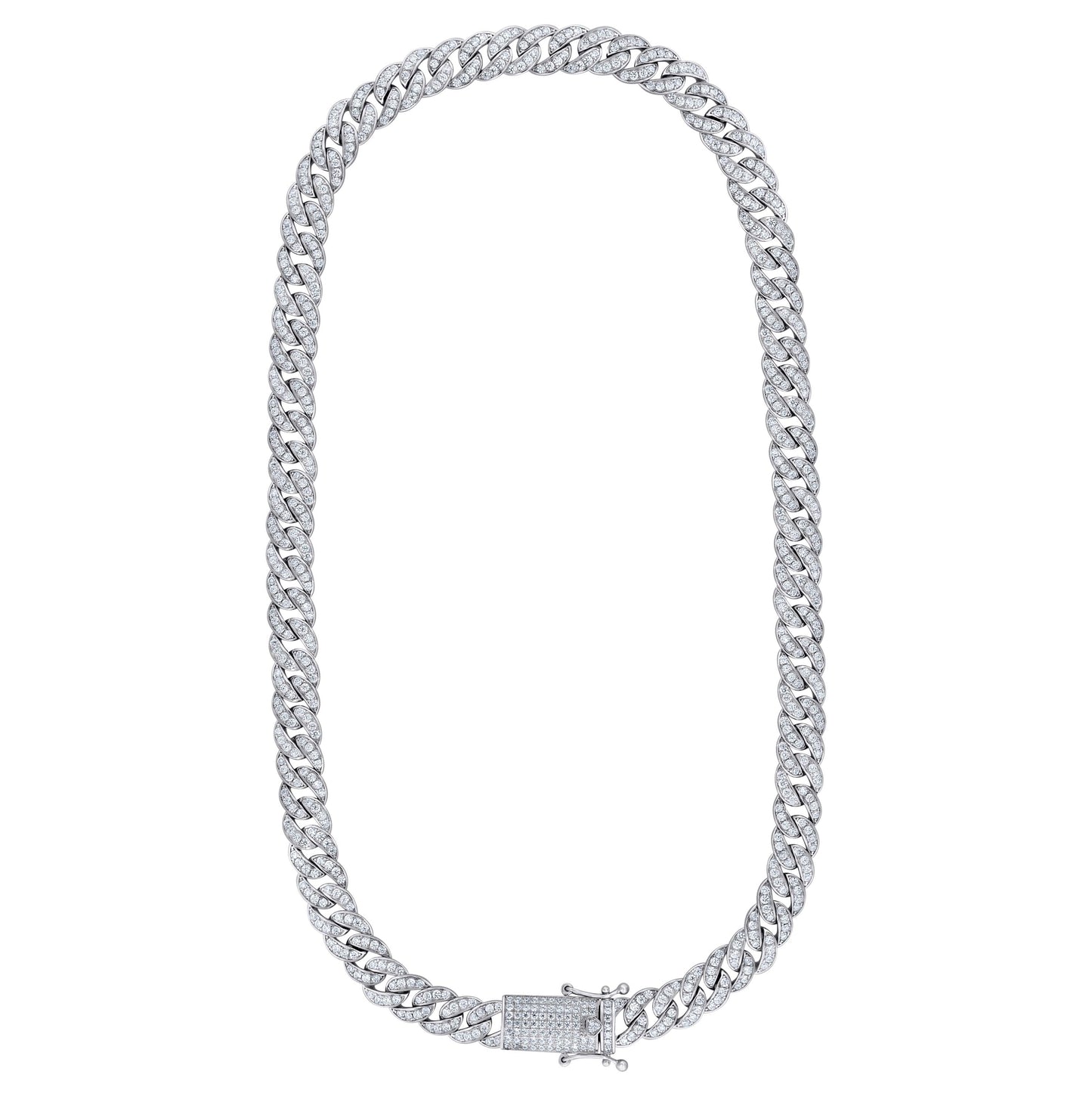 Sterling Silver Moissanite 9mm Miami Cuban Chain