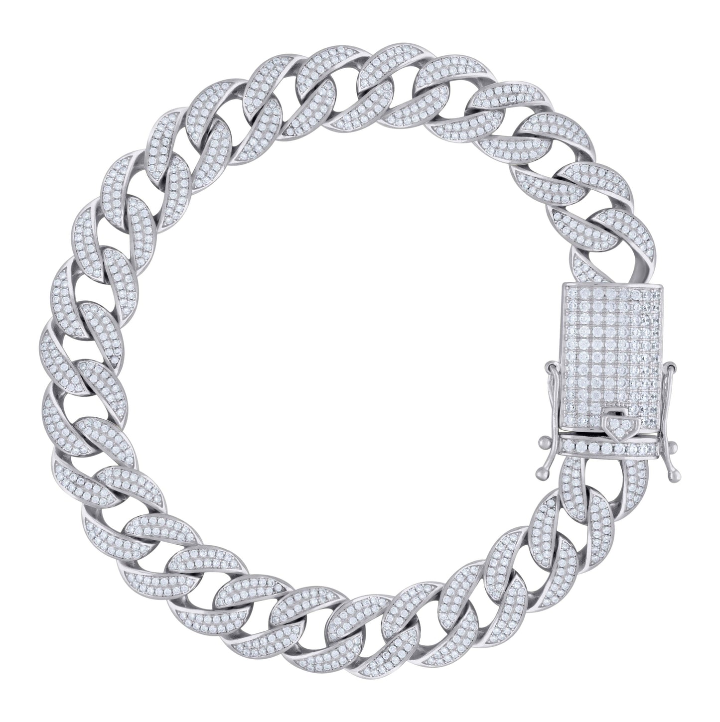Sterling Silver Or Yellow Tone Moissanite Miami Cuban Chain Bracelet