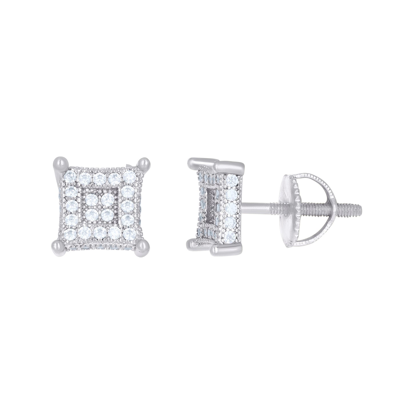 Sterling Silver Or Yellow-Tone Womens Moissanite 0.48Ct Square Stud Earrings