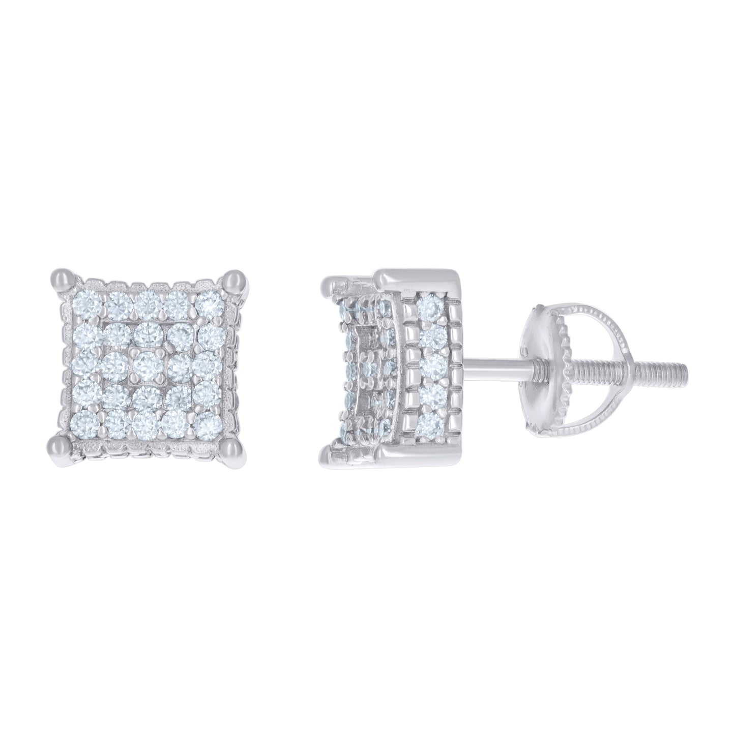 Sterling Silver Or Yellow-Tone Womens 0.78ct Moissanite Square Fashion Stud Earrings