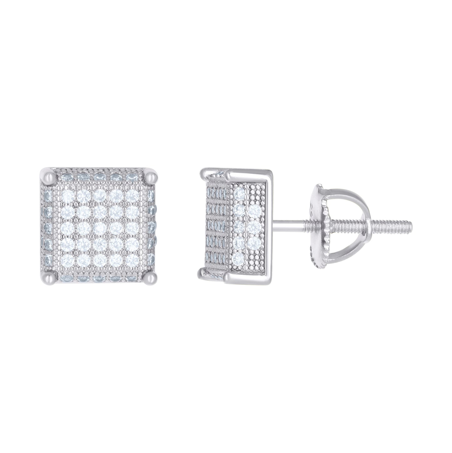 Sterling Silver Or Yellow-Tone Womens Moissanite 0.80Ct Square Stud Earrings
