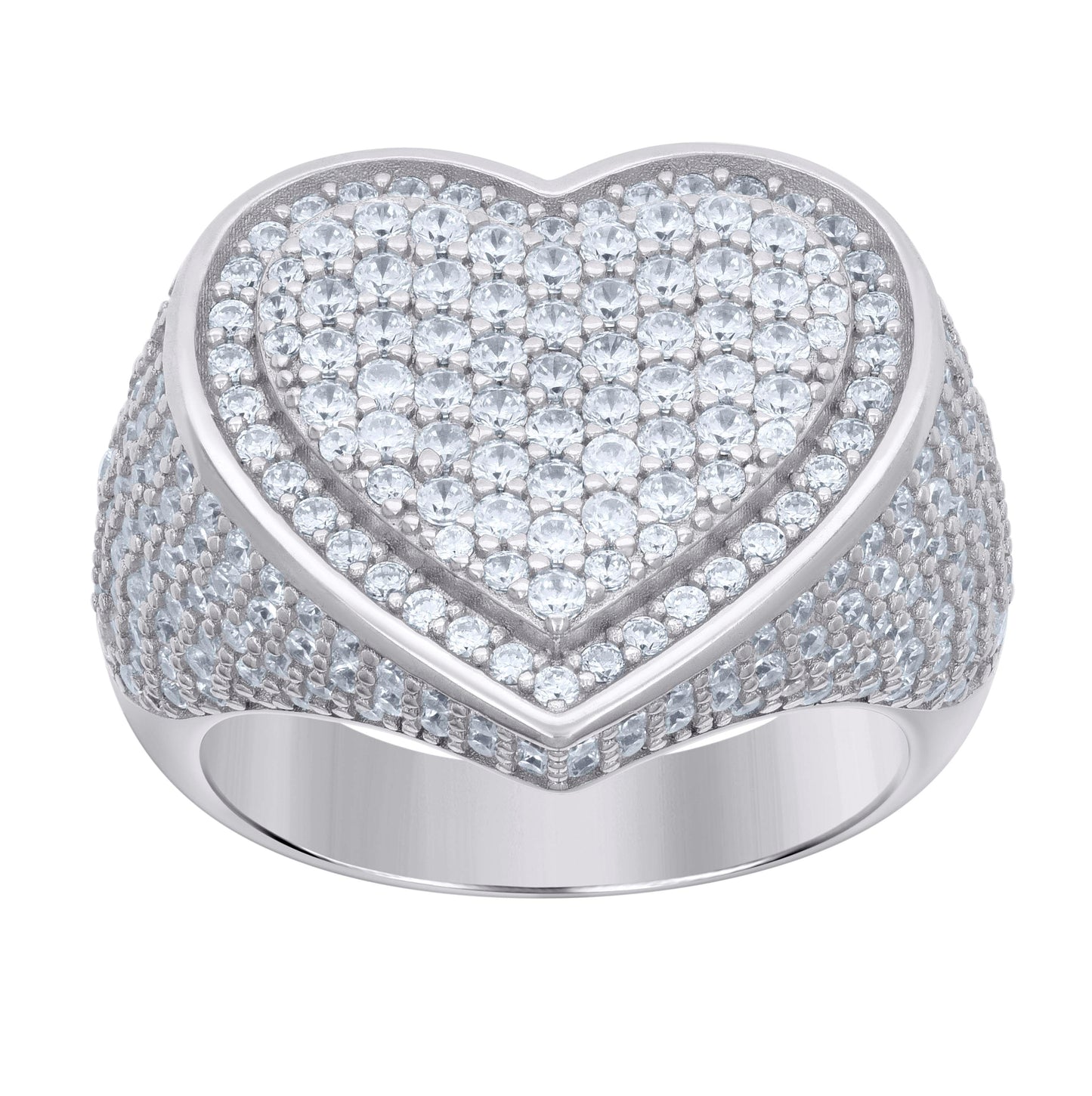 Sterling Silver Womens Moissanite 2.69Ct Heart Bridal Anniversary Wedding Engagement Band Ring