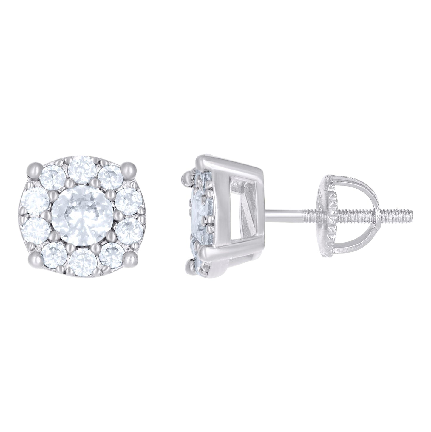 Sterling Silver Or Yellow-Tone Womens Moissanite 9mm Fashion Stud Earrings Screw Back