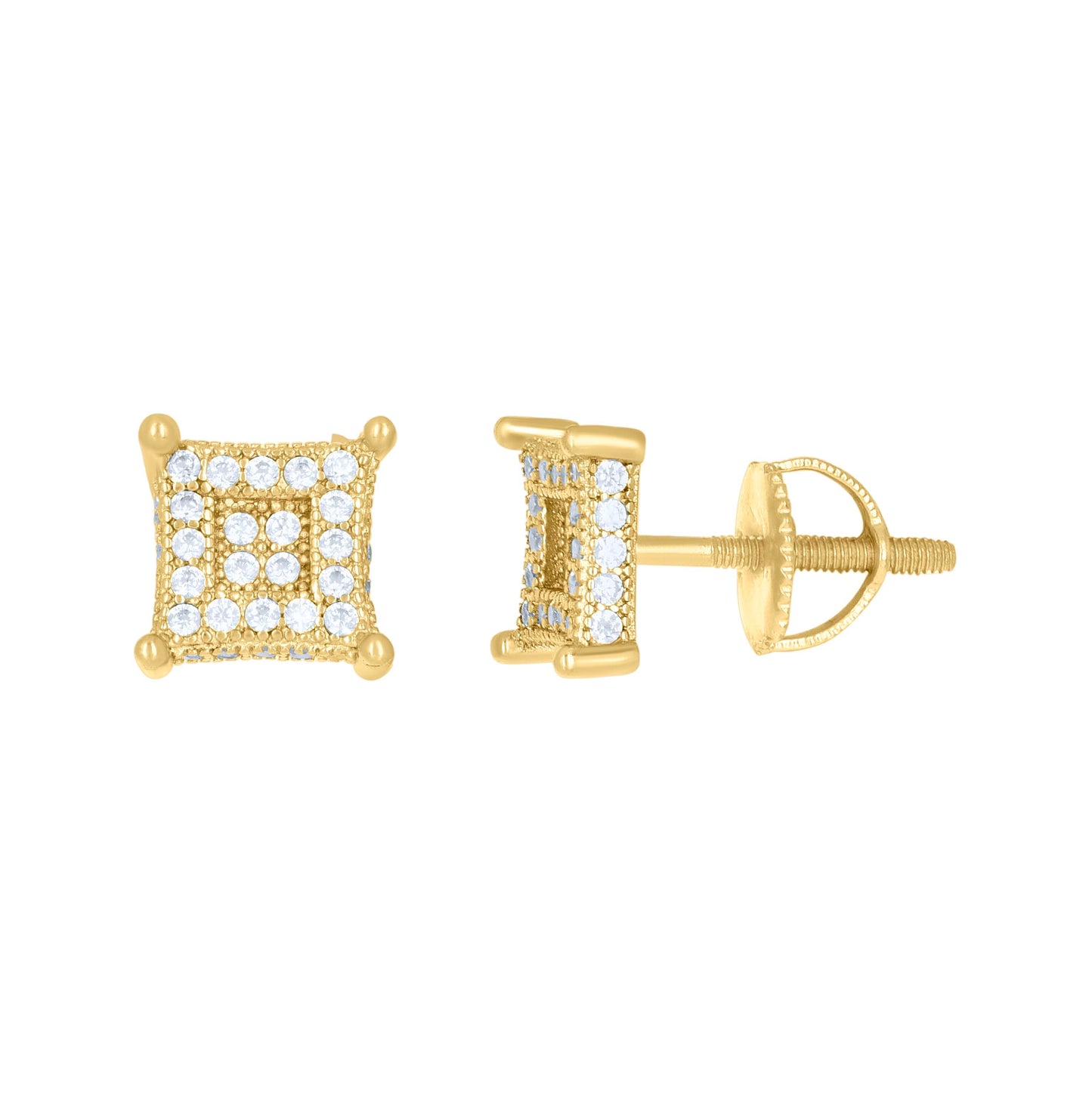 Sterling Silver Or Yellow-Tone Womens Moissanite 0.48Ct Square Stud Earrings