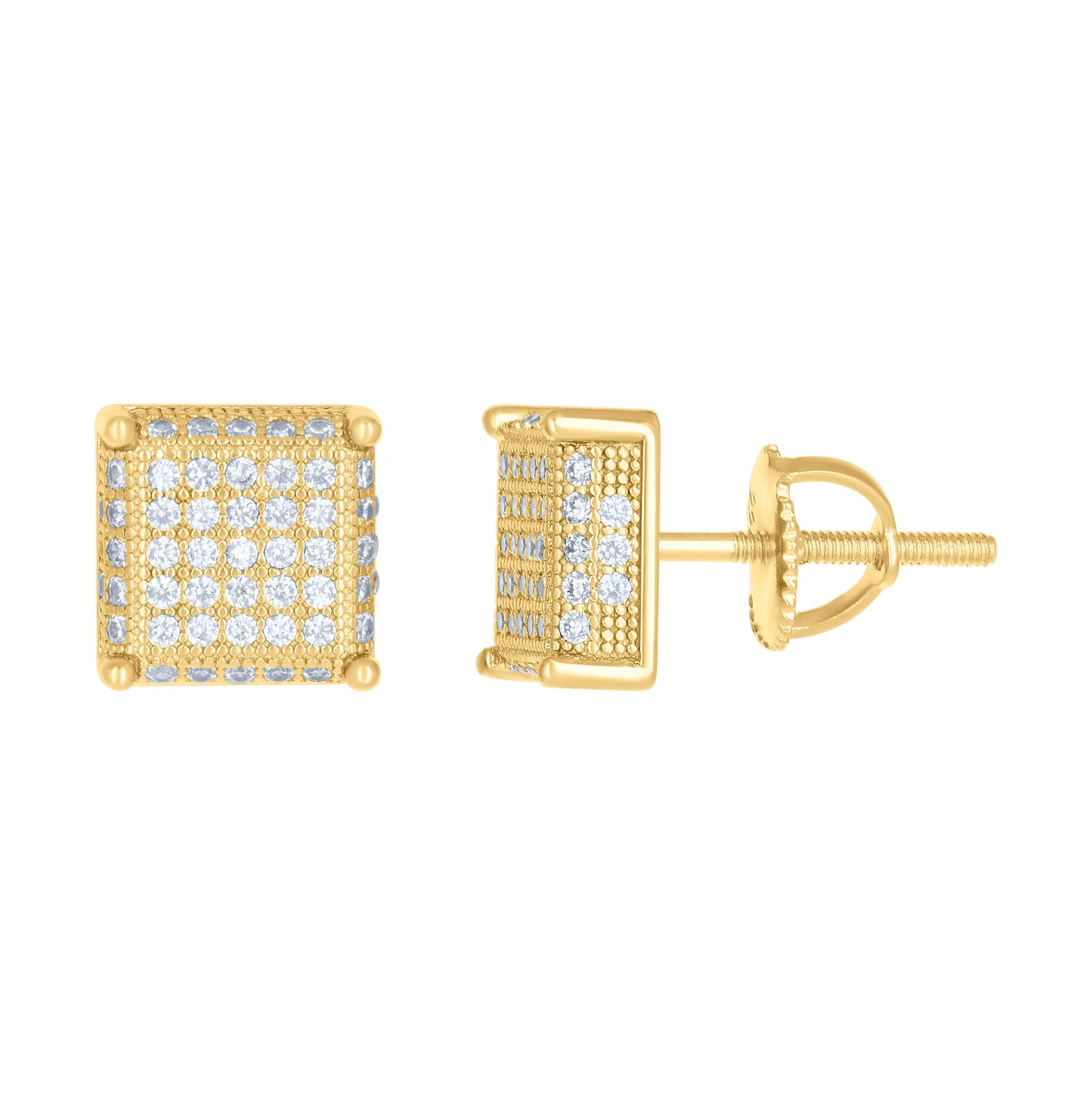 Sterling Silver Or Yellow-Tone Womens Moissanite 0.80Ct Square Stud Earrings