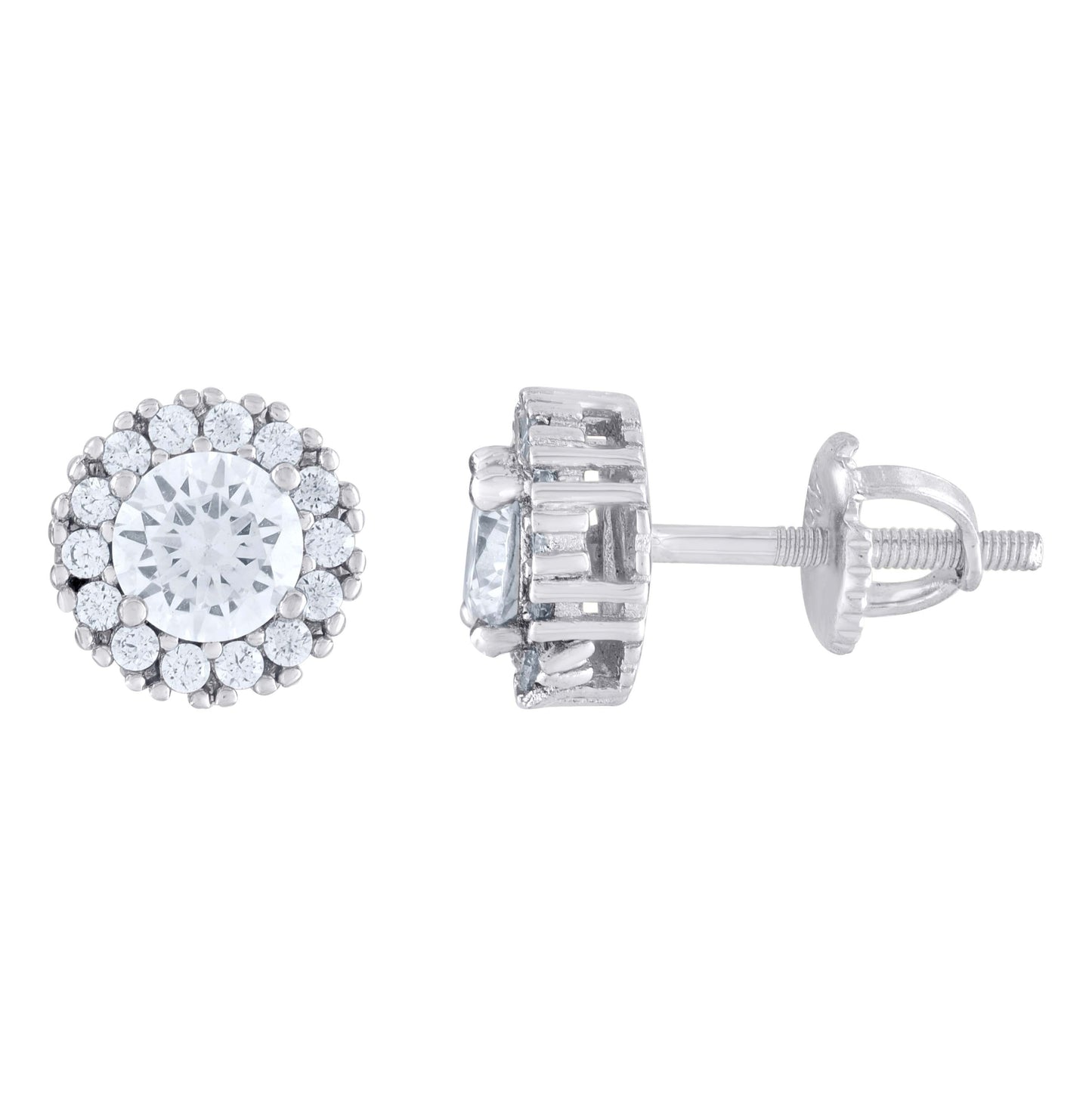 Sterling Silver Or Yellow-Tone Womens Moissanite 8.4mm Fashion Stud Earrings Screw Back