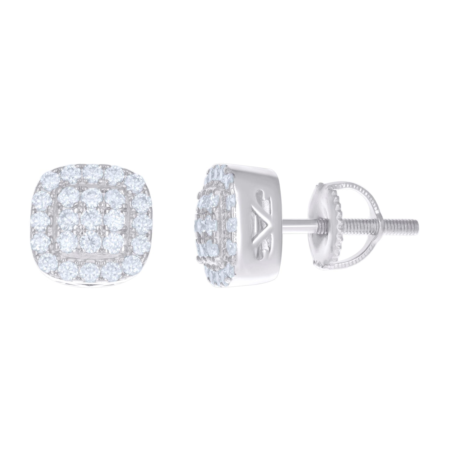 Sterling Silver Or Yellow-Tone Womens Moissanite 0.94Ct Square Stud Earrings