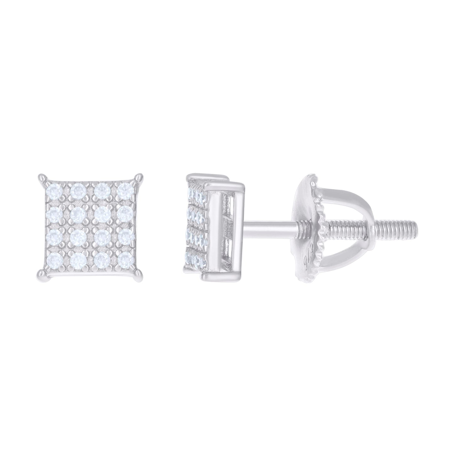 Sterling Silver Or Yellow-Tone Womens 1.1ct Moissanite Square Fashion Stud Earrings
