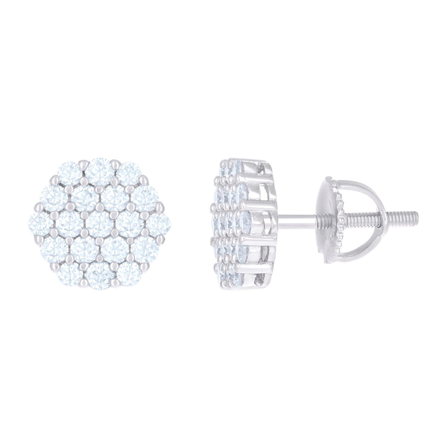 Sterling Silver Or Yellow-Tone Womens 0.76ct Moissanite Octagon Stud Earrings