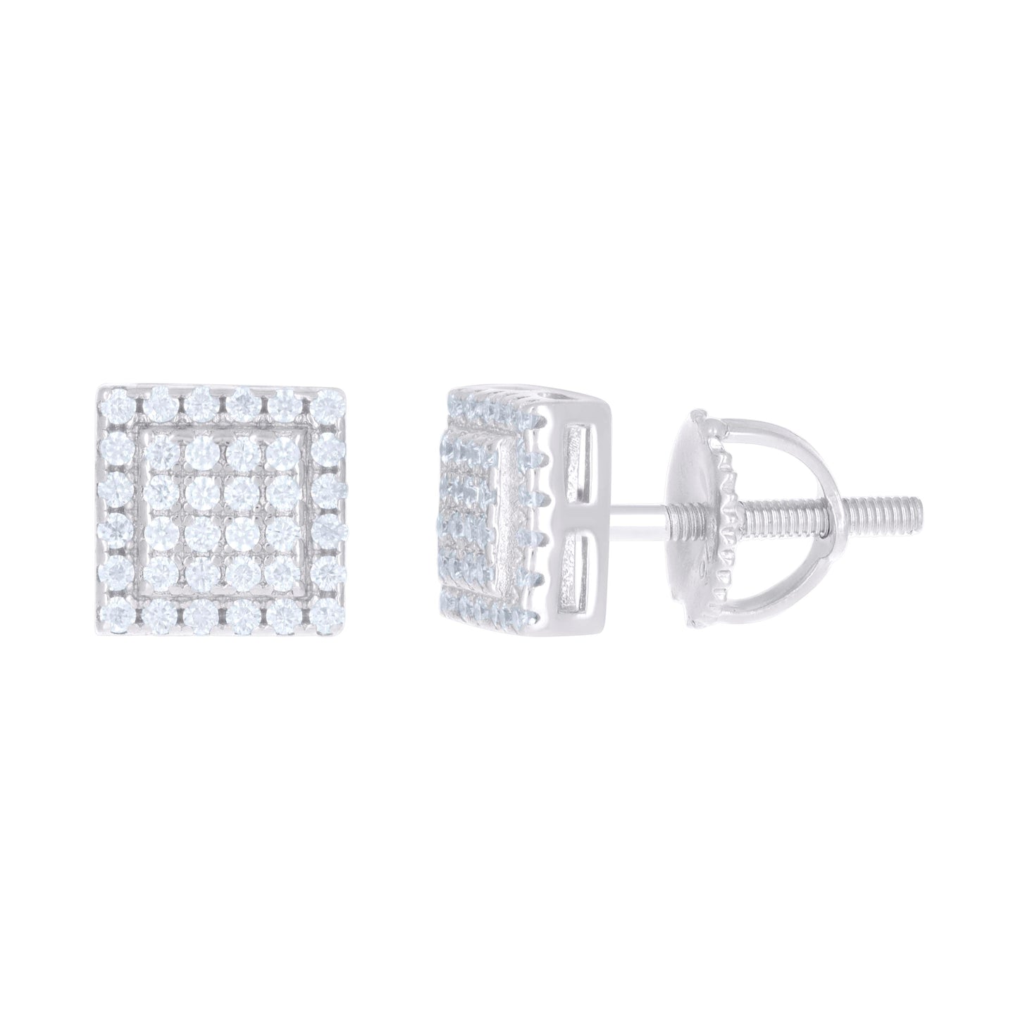 Sterling Silver Or Yellow-Tone Womens 0.22ct Moissanite Square Stud Earrings