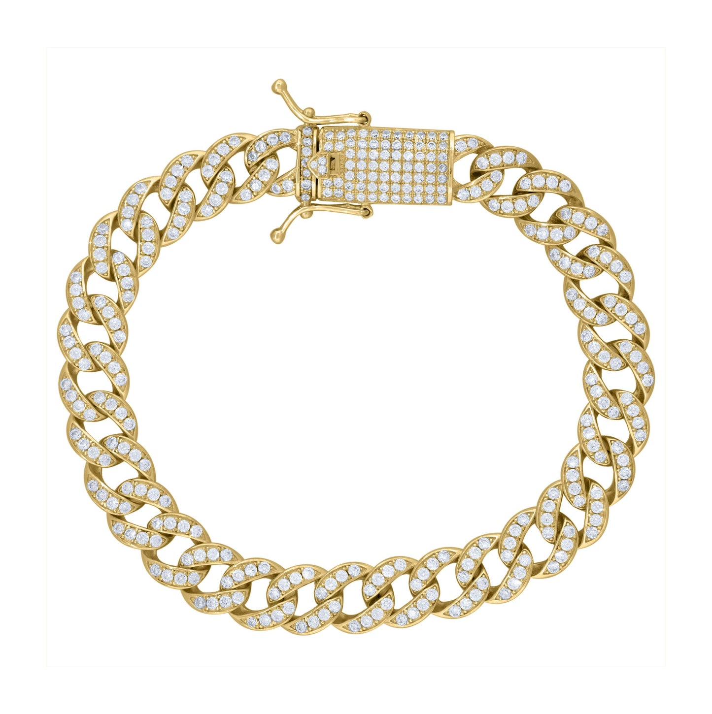 Sterling Silver Or Yellow Tone Moissanite Miami Cuban Chain Bracelet