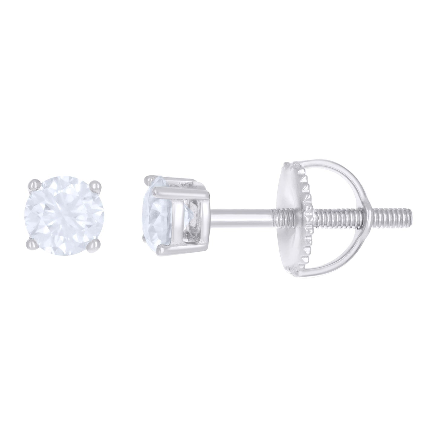 Sterling Silver Or Yellow-Tone Womens Moissanite Stud Earrings Screw Back
