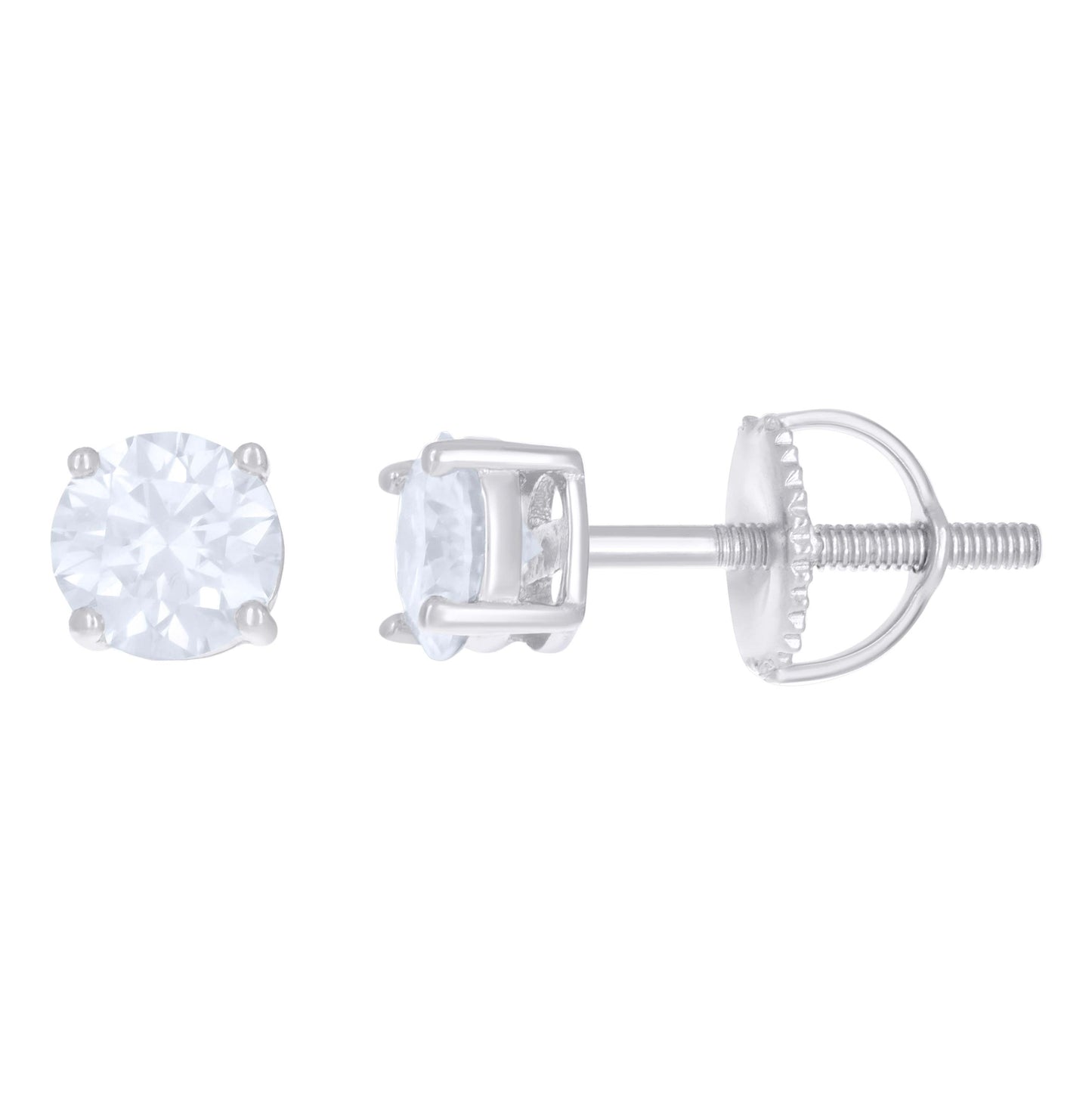 Sterling Silver Or Yellow-Tone Womens Moissanite Stud Earrings Screw Back