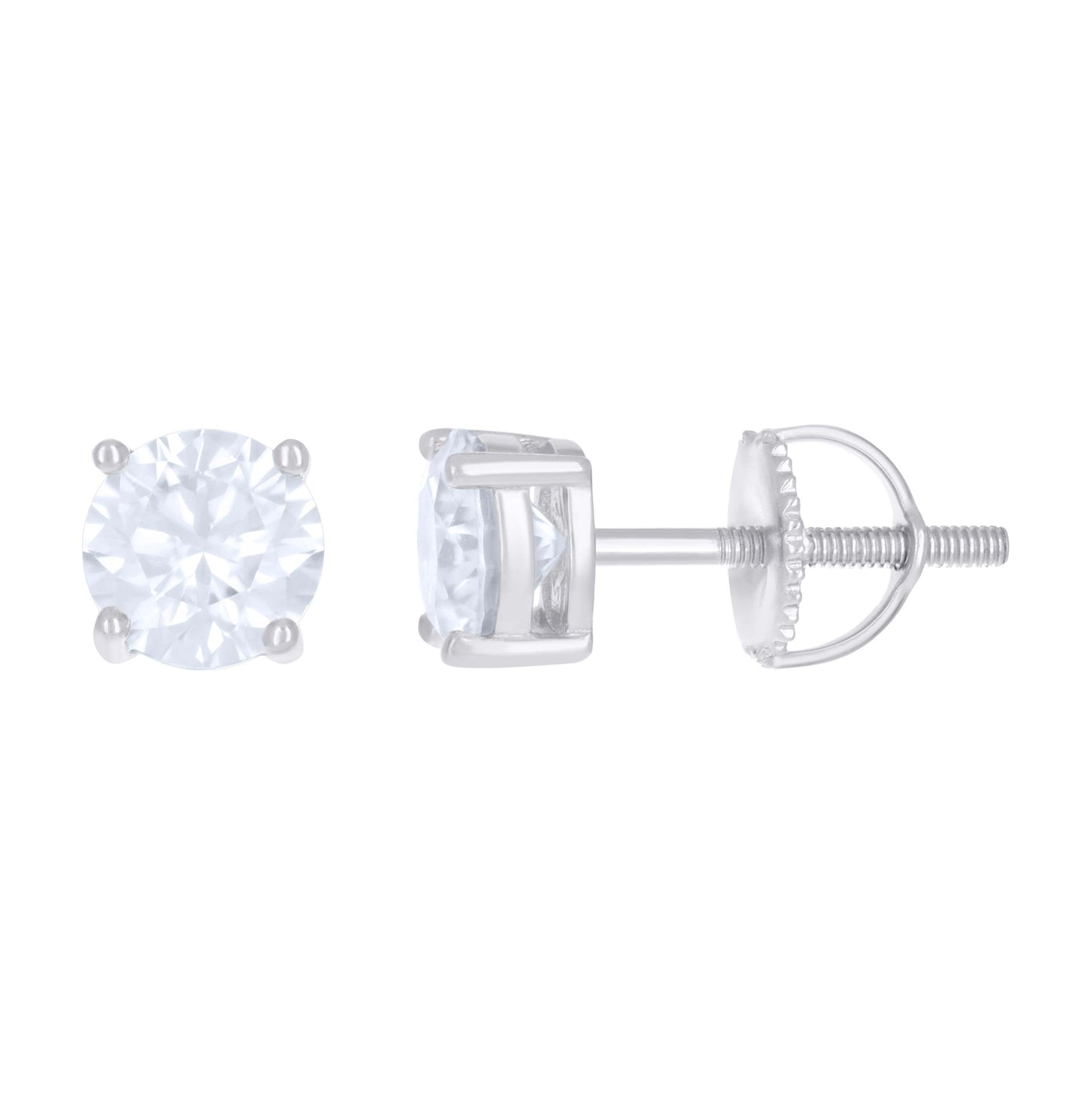 Sterling Silver Or Yellow-Tone Womens Moissanite Stud Earrings Screw Back