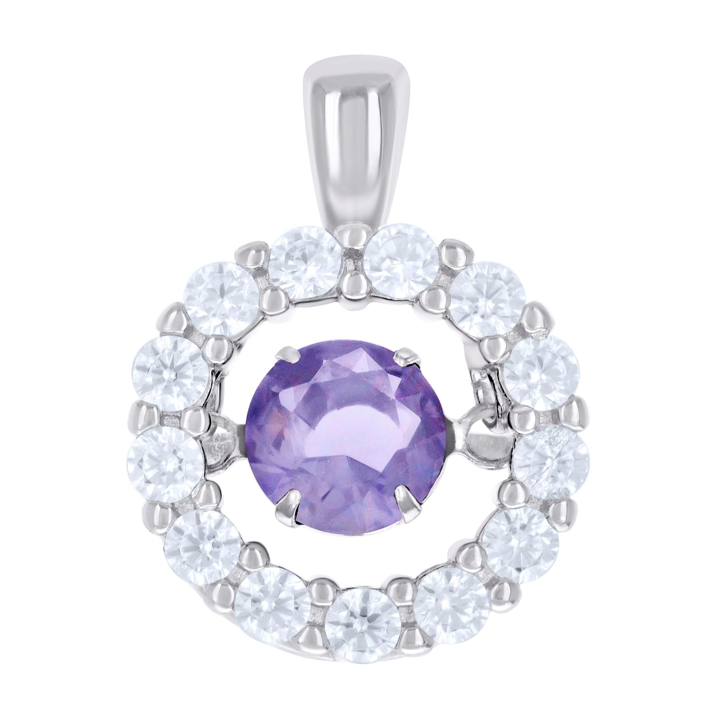 Sterling Silver Womens Cubic Zirconia Fashion Round Charm Pendant