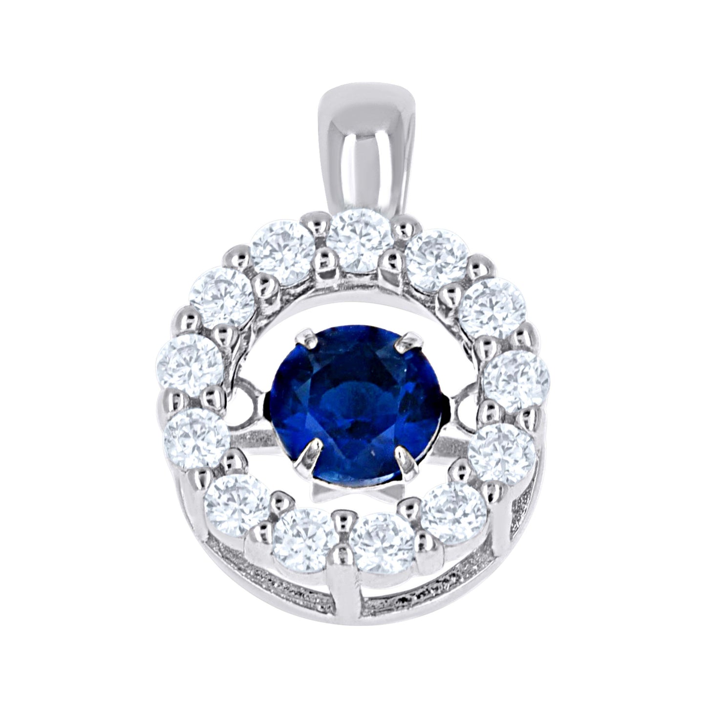 Sterling Silver Womens Cubic Zirconia Fashion Round Charm Pendant