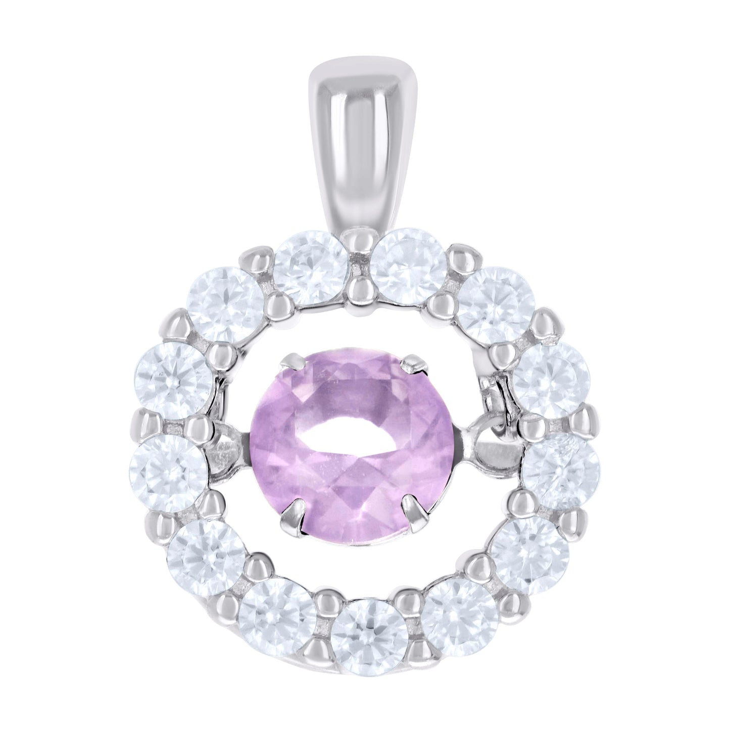 Sterling Silver Womens Cubic Zirconia Fashion Round Charm Pendant