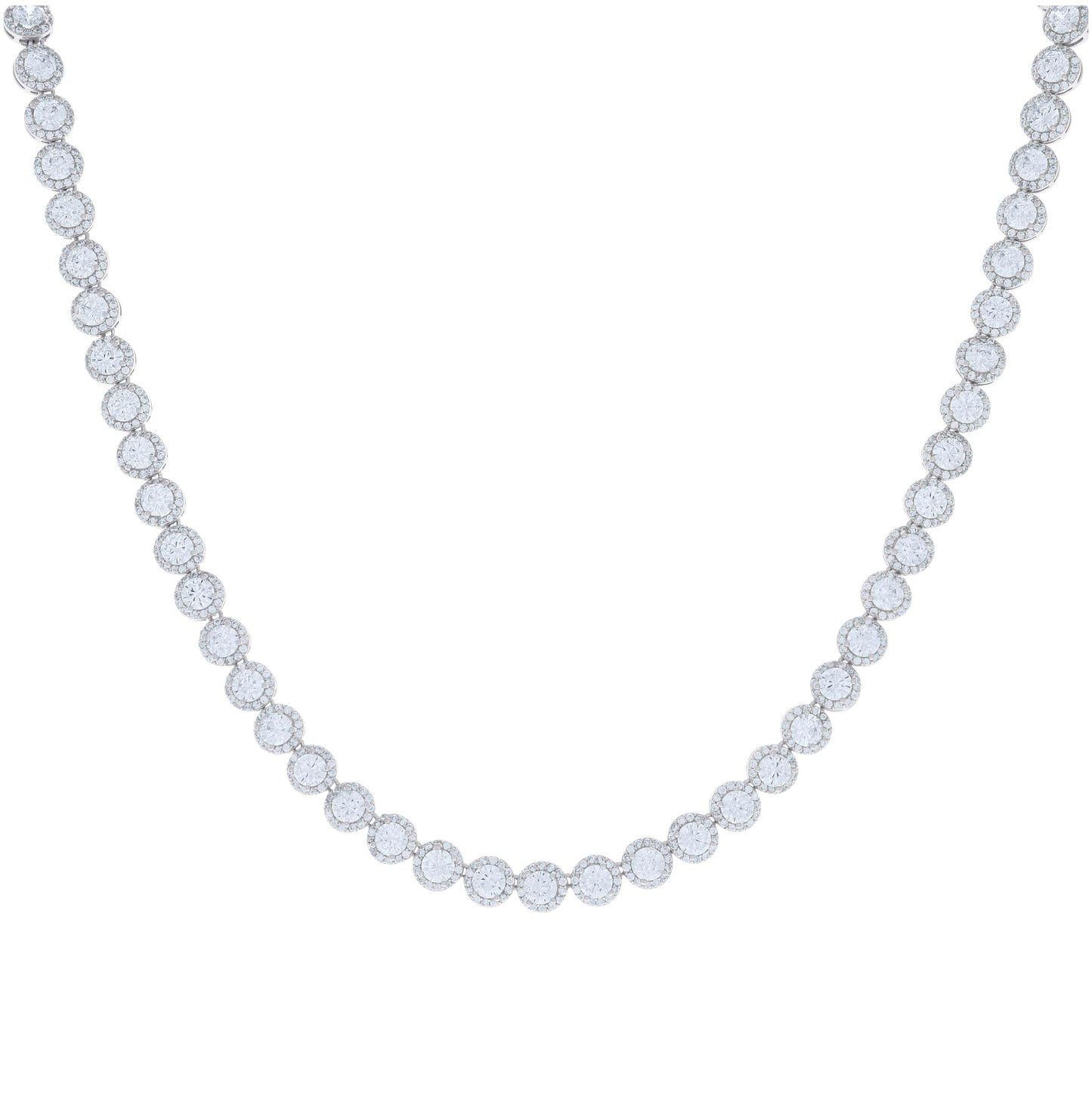 Sterling Silver Womens Cubic-Zirconia Fashion Link Necklace