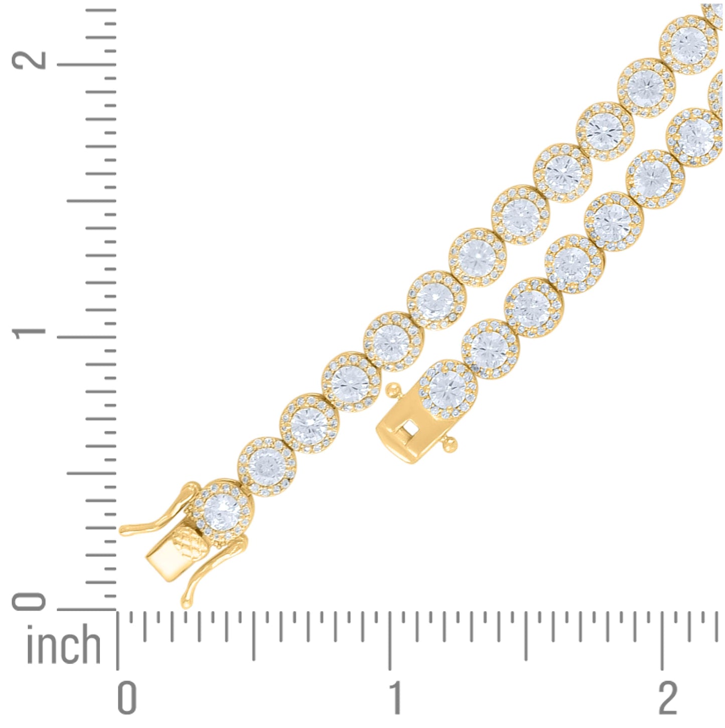 Sterling Silver Yellow-tone Women Cubic-Zirconia Fashion Link Bracelet 7 Inches