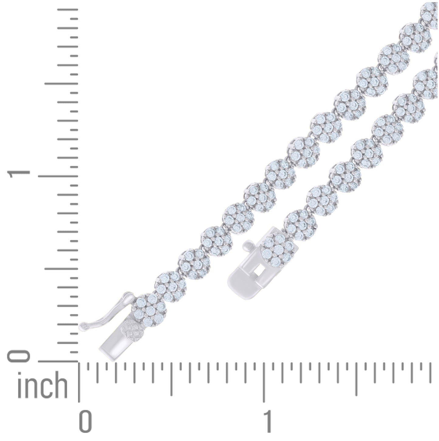Sterling Silver Womens Cubic-Zirconia Flower Link Necklace