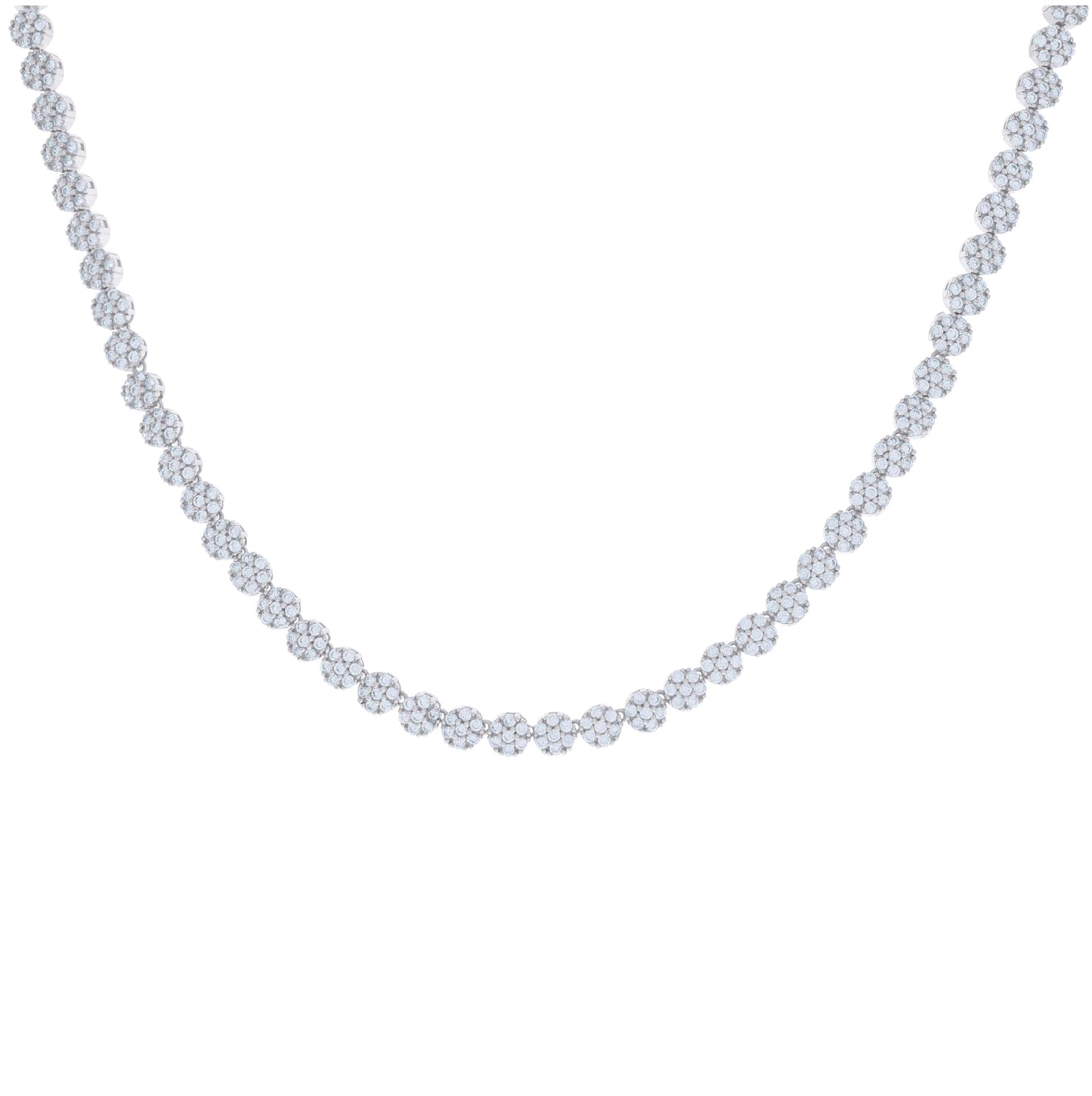 Sterling Silver Womens Cubic-Zirconia Flower Link Necklace