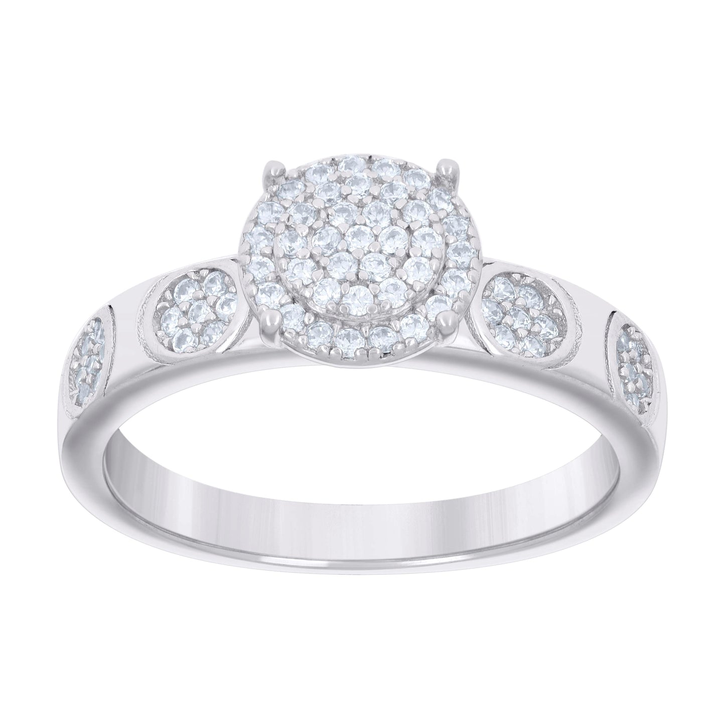 Sterling Silver Cubic-Zirconia Trio Bridal Anniversary Wedding Engagement Band Ring Set