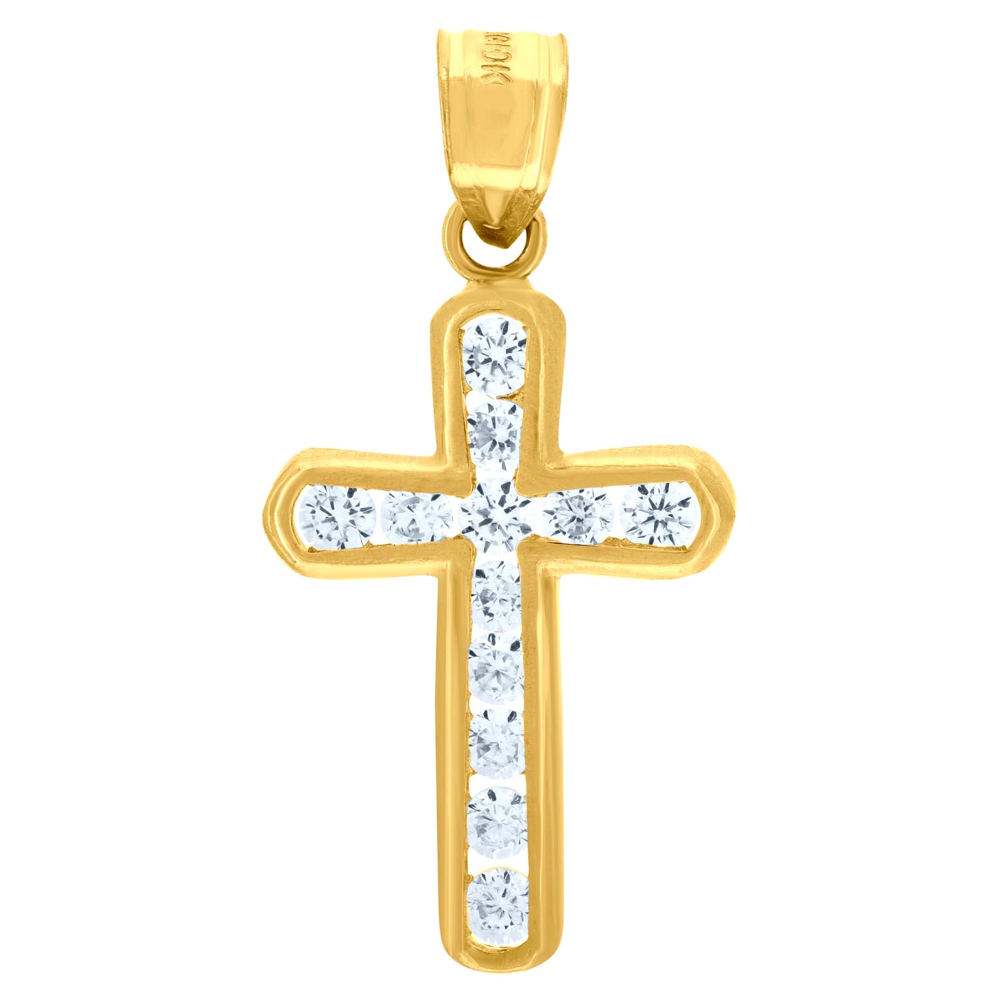 10K Yellow Gold Womens Round Cubic Zirconia Cubic-Zirconia Cross Pendant