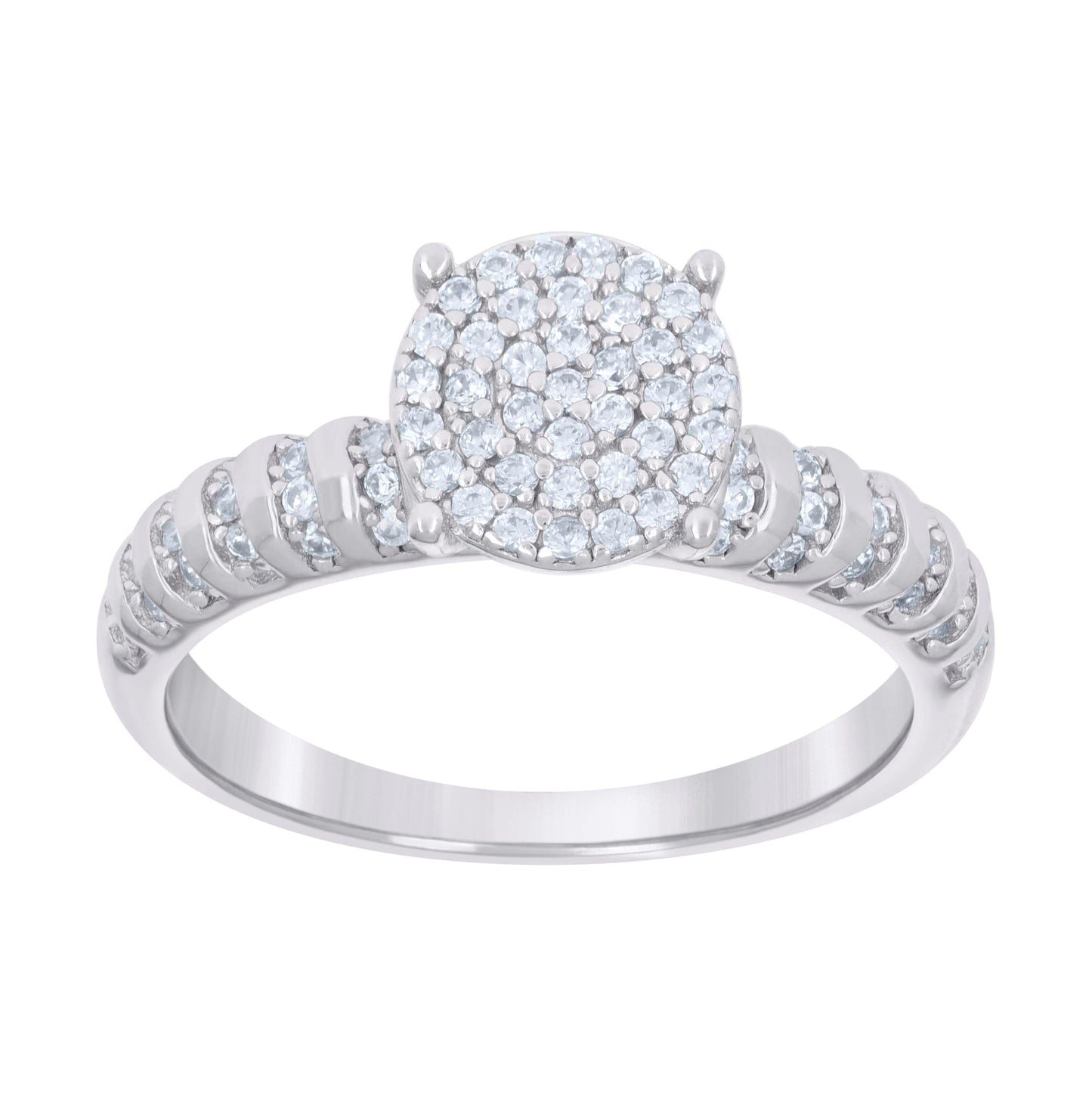 Sterling Silver Cubic-Zirconia Trio Bridal Anniversary Wedding Engagement Band Ring Set