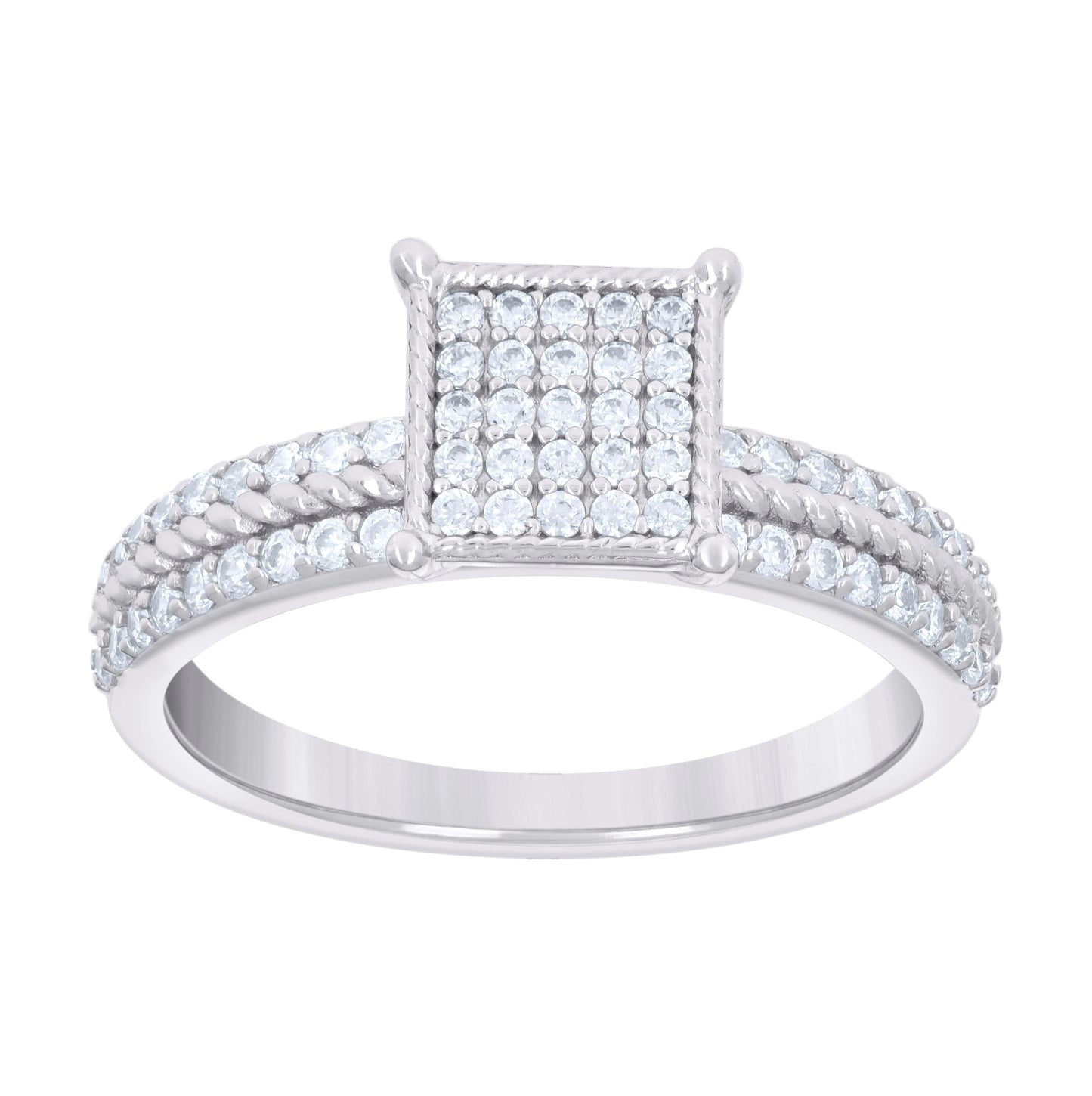 Sterling Silver Cubic-Zirconia Trio Bridal Anniversary Wedding Engagement Band Ring Set