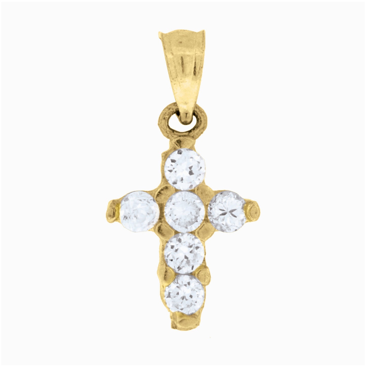 10K Yellow Gold Womens Round Cubic Zirconia Cubic-Zirconia Cross Pendant