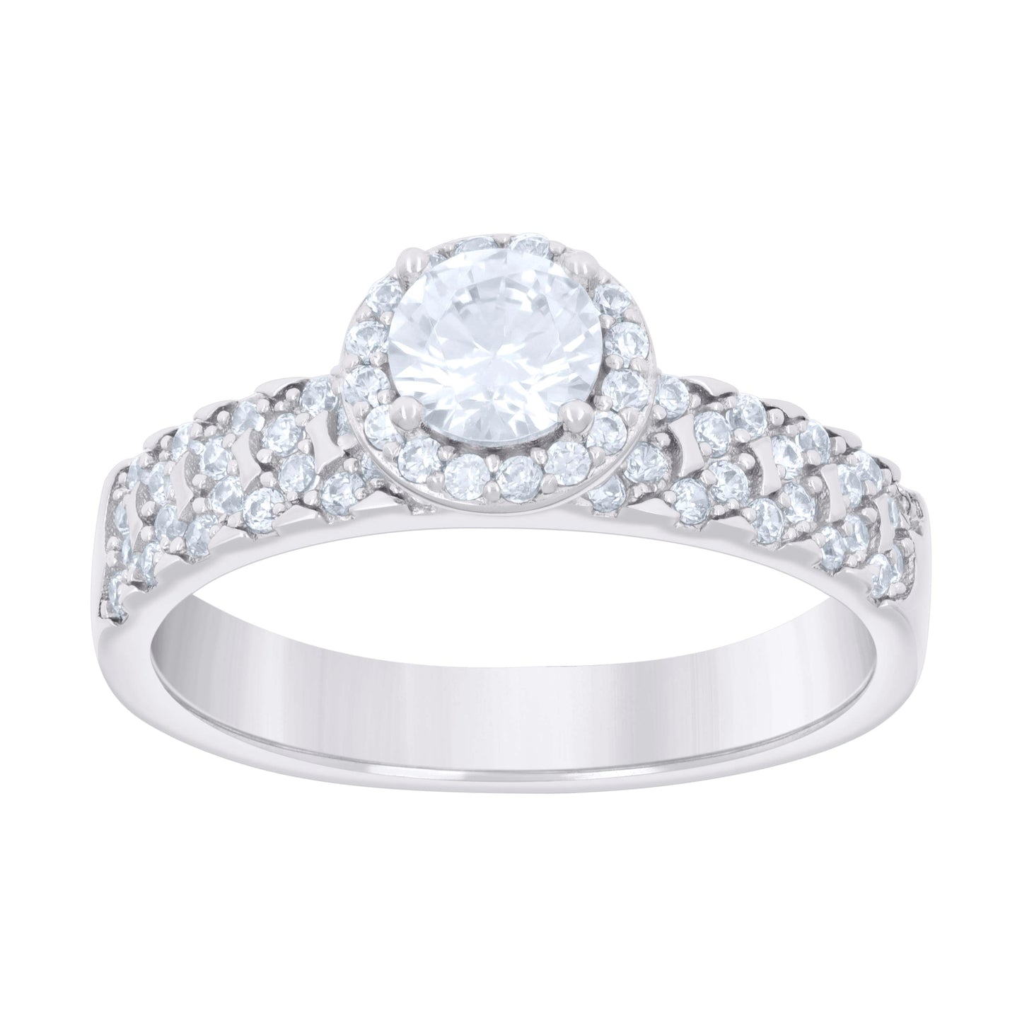 Sterling Silver Cubic-Zirconia Trio Bridal Anniversary Wedding Engagement Band Ring Set