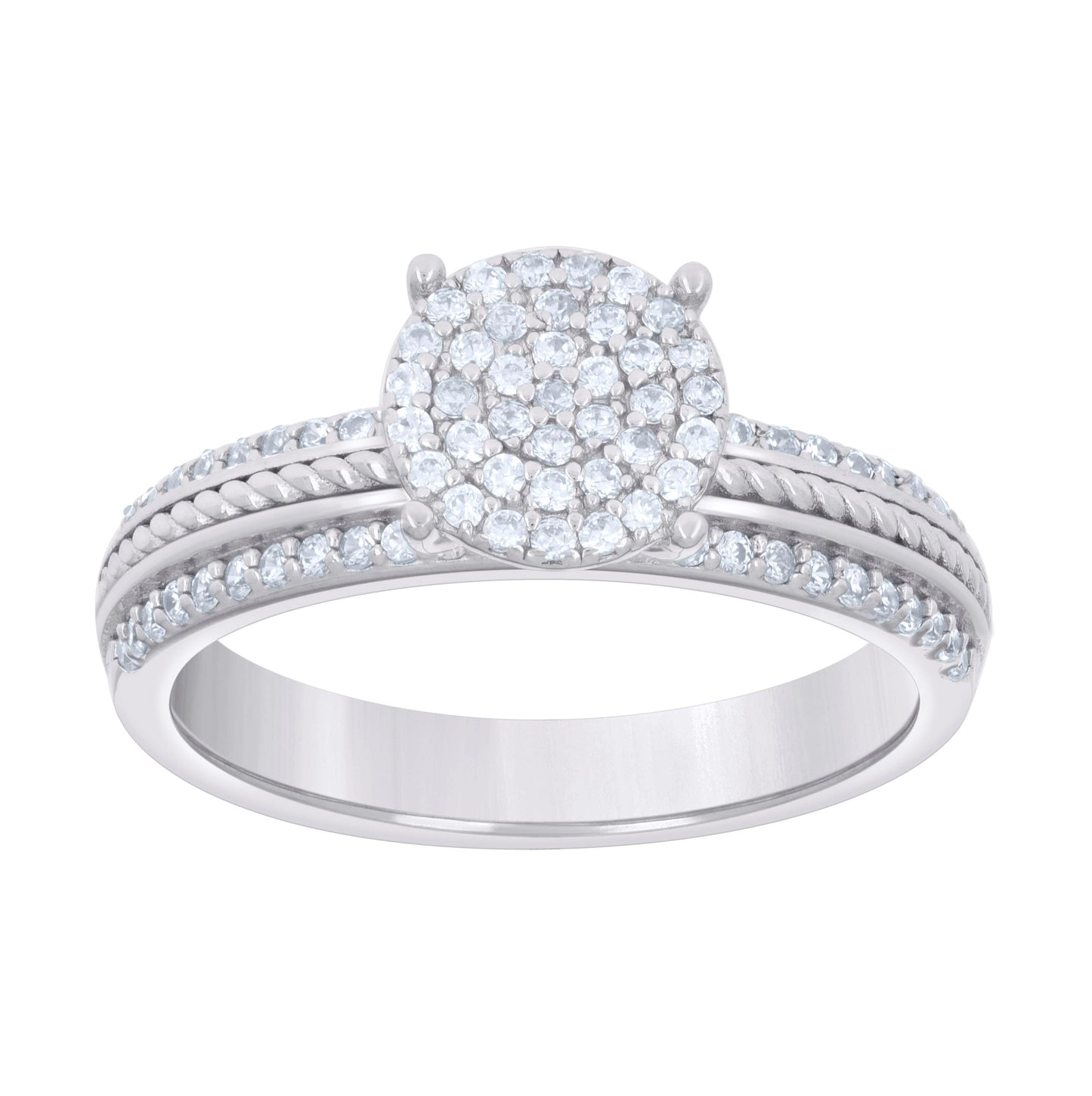 Sterling Silver Cubic-Zirconia Trio Bridal Anniversary Wedding Engagement Band Ring Set