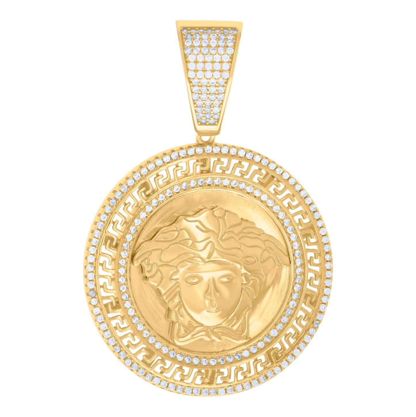 Sterling Silver Mens Cubic-Zirconia Medusa Egyptian Pendant